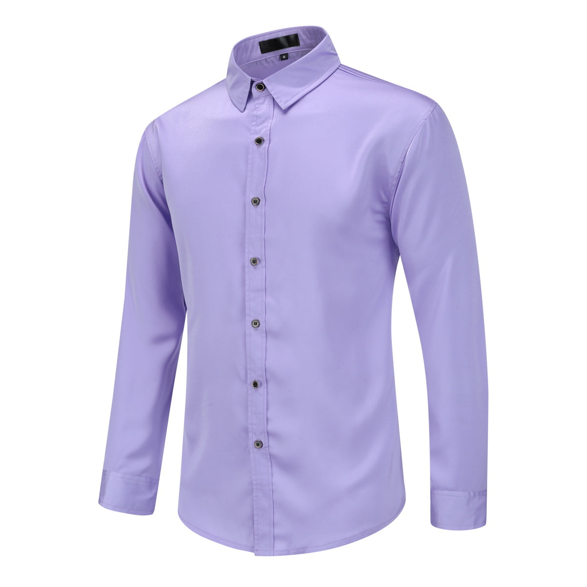 Premium Solid Color Men's Dress Shirt - Elegant Purple Business Casual Shirt for Office, Wedding & Formal Events