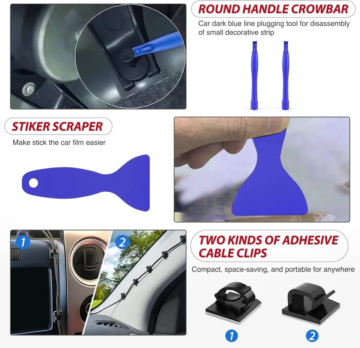 200 Pcs Car Trim Removal Tool Kit - Blue Pry Tools for Door Panel, Dashboard & Interior Auto Parts - Essential for DIY Auto Repair & Detailing