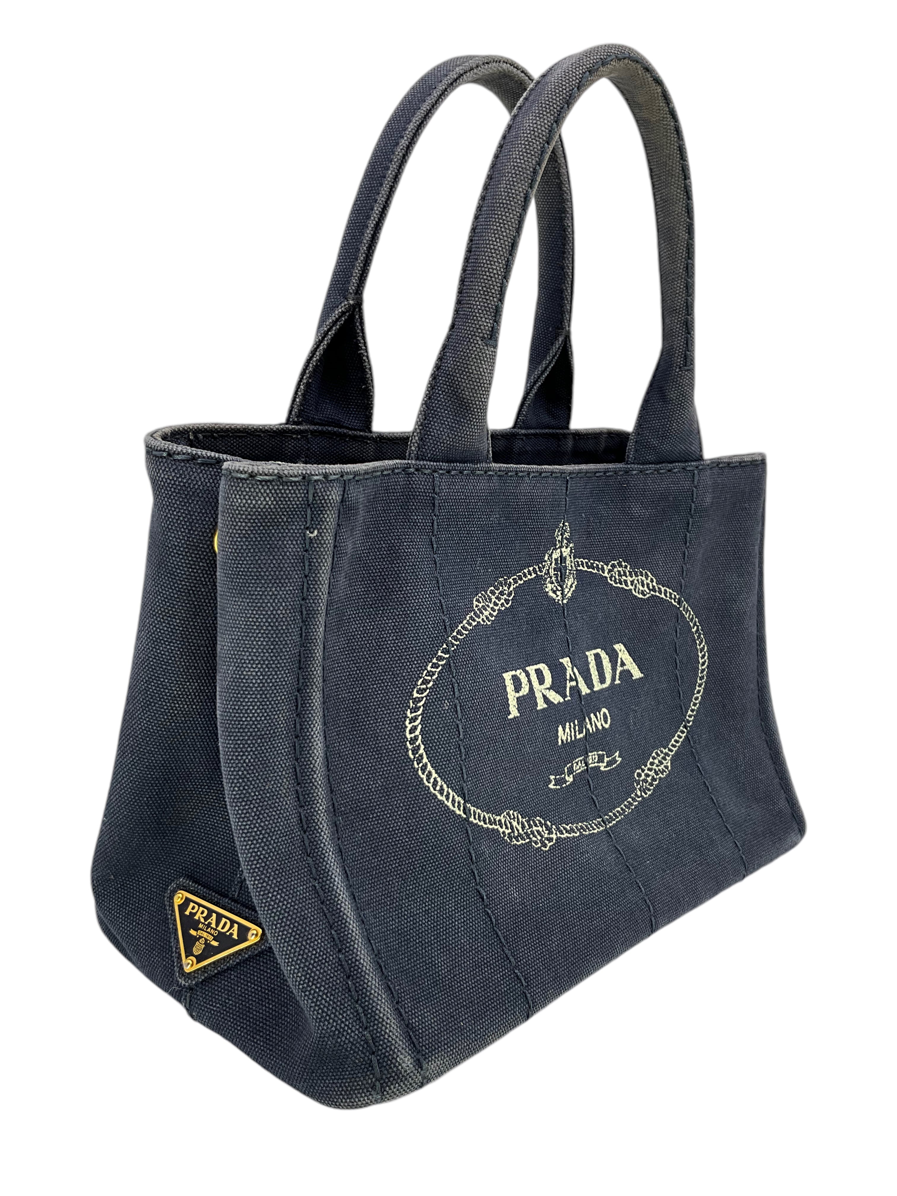 PRADA Canapa Convertible Canvas Small Tote Bag - Luxury Designer Handbag for Women | Perfect for Work, Travel & Everyday Use