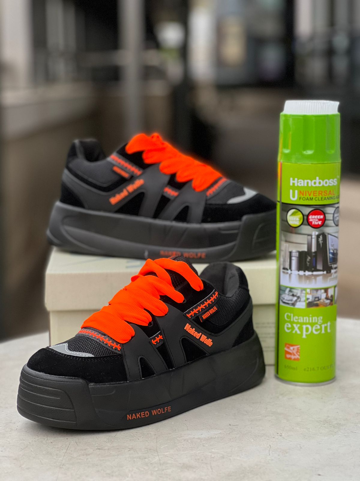 Naked Wolfe Sneakers for Women - Black & Orange Fashion Shoes | Stylish Comfort for Casual Wear, Running & Gym Workouts