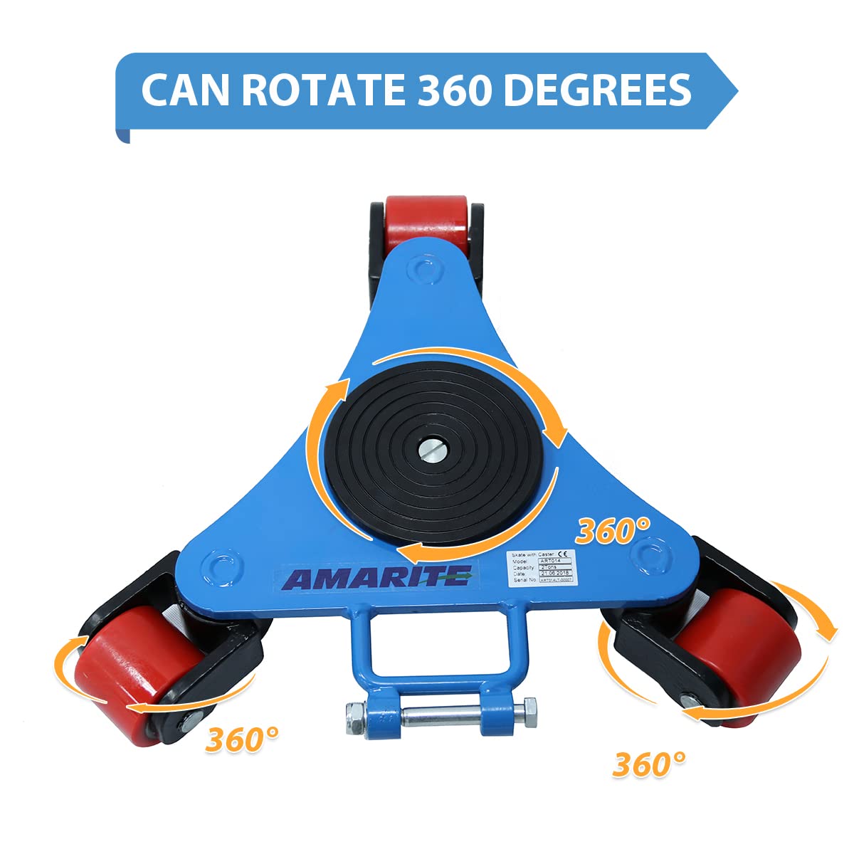 Heavy Duty Machine Skates 4400lbs Capacity - 2 Ton Machinery Movers with 3 Swivel Casters for Workshop, Warehouse & Industrial Equipment Transport - Perfect for Moving CNC Machines, Lathes & Heavy Machinery