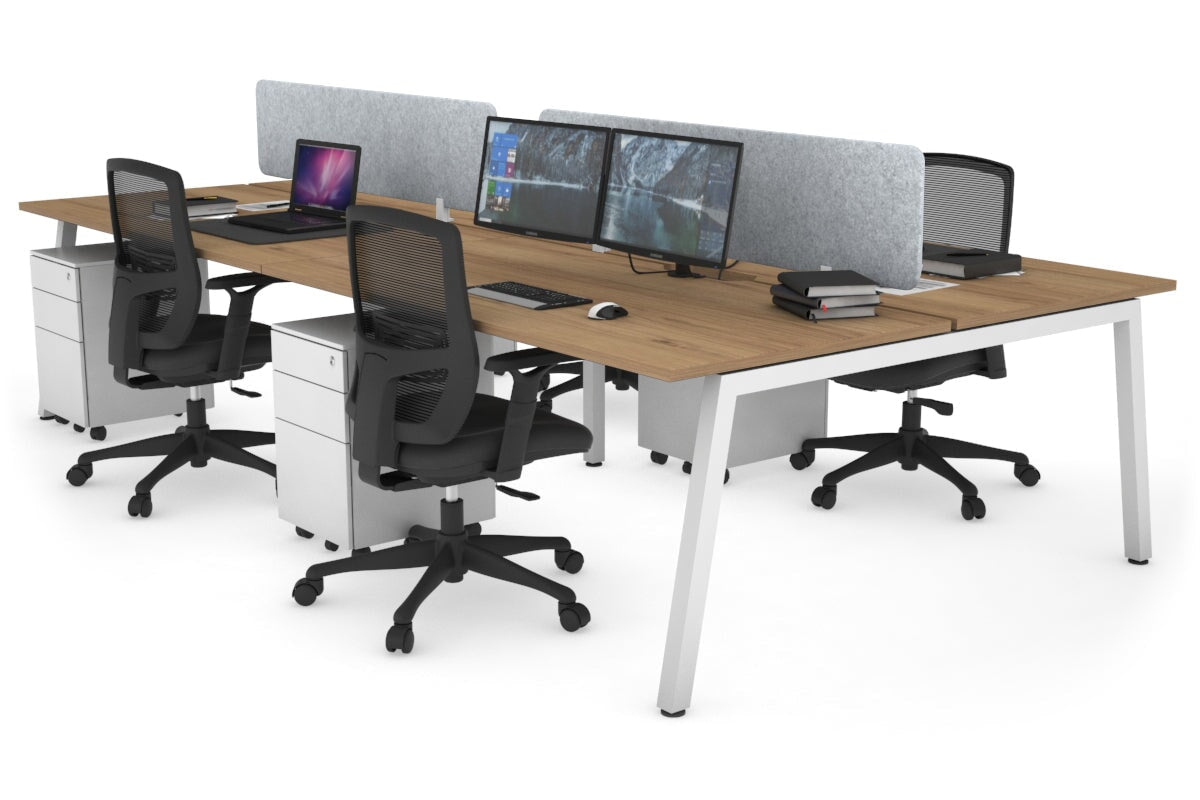 Quadro 4-Person Office Workstation Desk - 1800L x 800W with Cable Management Scallop - Ideal for Collaborative Workspaces, Home Offices & Coworking Spaces