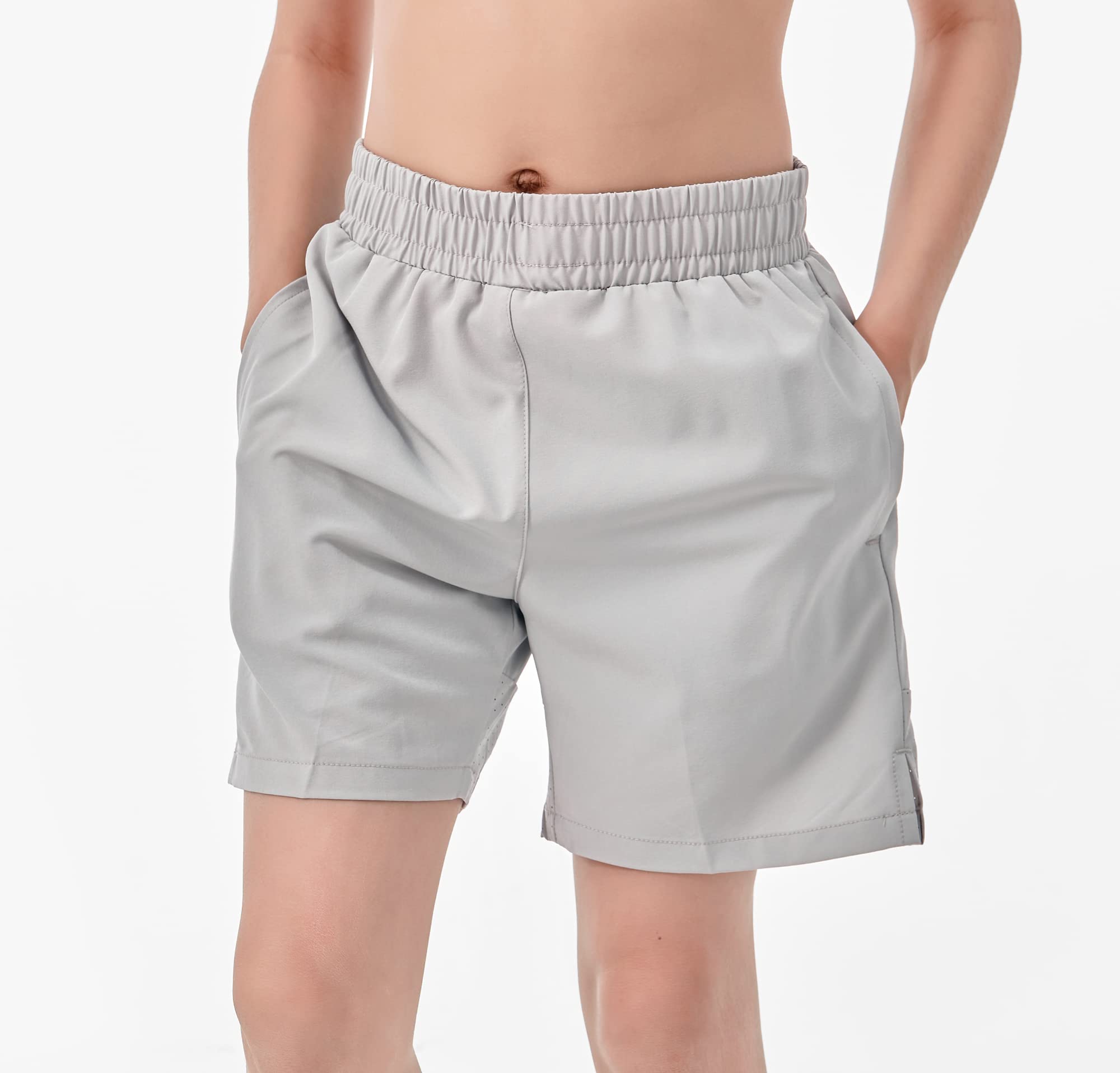 IRELIA 2 Pack Boys' Quick-Dry Athletic Shorts with Compression Liner, Zipper Pockets & Reflective Strips - Breathable Sports Shorts for Running, Soccer, Basketball & Outdoor Activities
