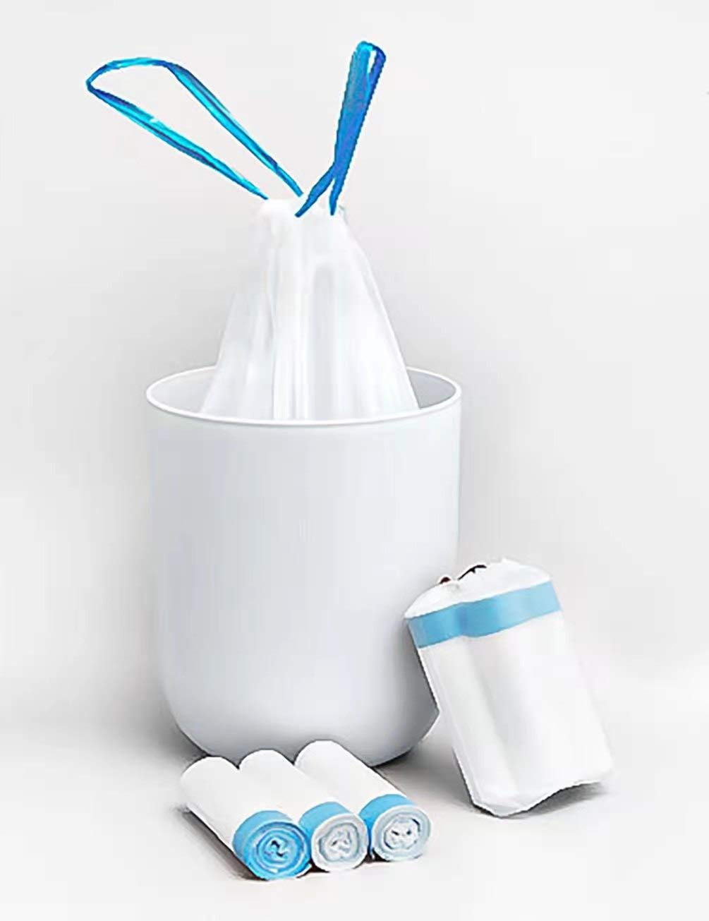 1.2 Gallon Small Trash Bags - 80 Count White Auto-Shrink Garbage Can Liners for Bathroom, Bedroom, Kitchen & Home Use | Perfect for Small Waste Bins, Office Desks, and Dorm Rooms