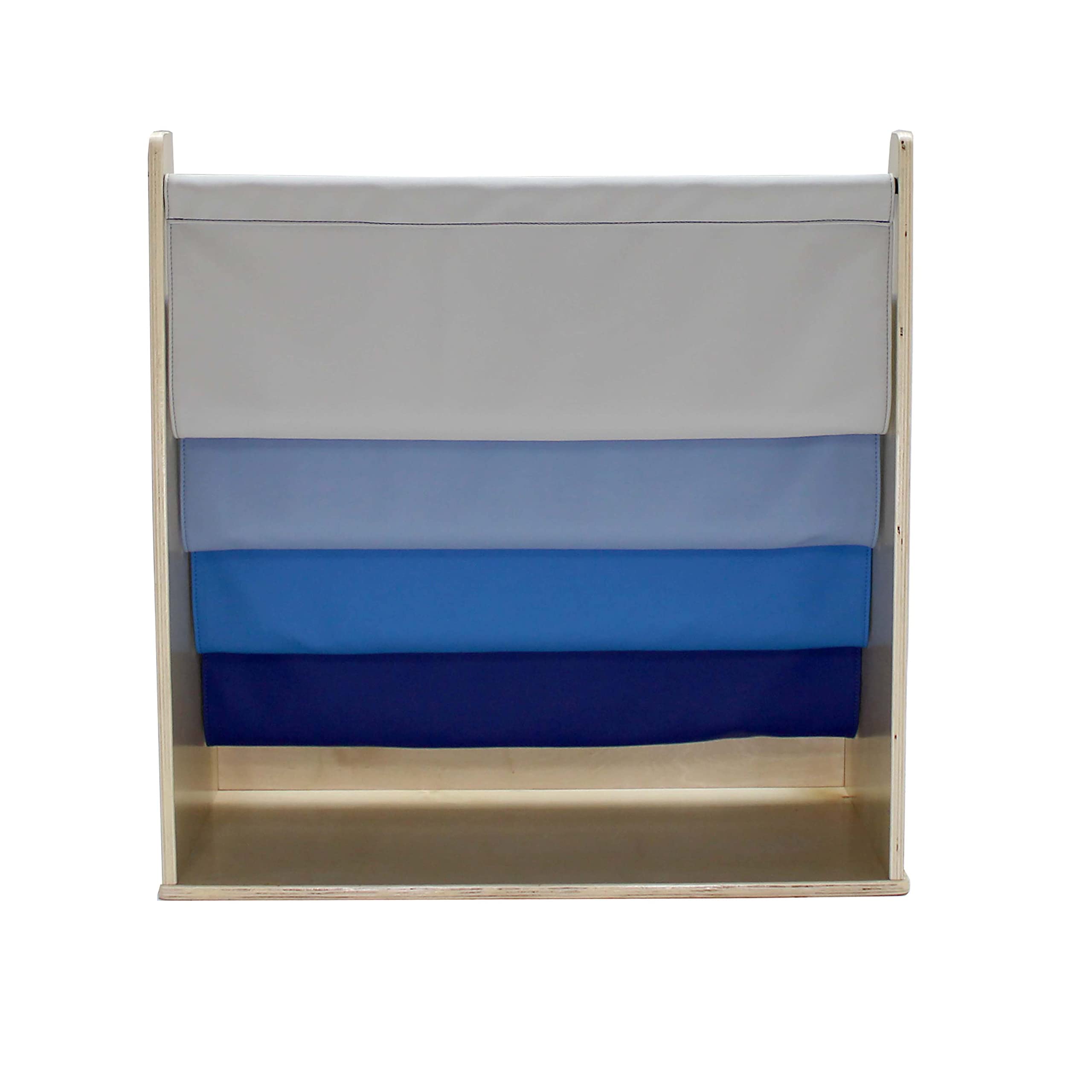 **Factory Direct Birch SoftScape Sling Book Display - 4-Shelf Vinyl Storage for Kids Books & Magazines - Navy/Powder Blue - Perfect for Bedroom, Playroom, Daycare, Preschool & Classroom Organization**    *(Use Case: Ideal for organizing children's books, magazines, and learning materials in home, school, or childcare settings.)*