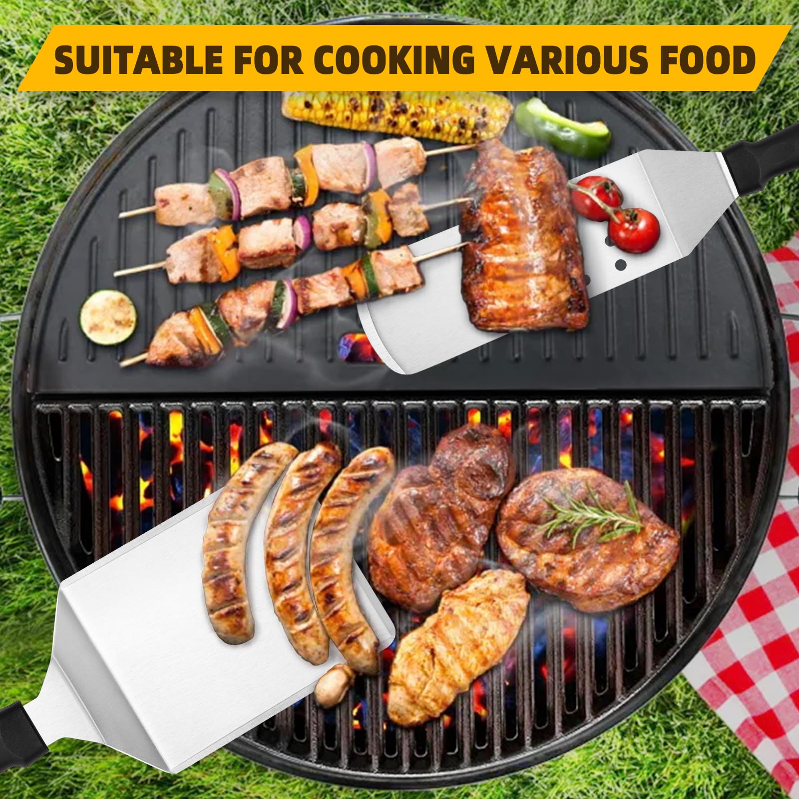 8PCS Griddle Accessories Tool Kit - Flat Top Grill Spatula Set for Blackstone & Camp Chef | Includes Turner, Scraper, Chopper, Oil Bottles & Carry Bag | Perfect for Outdoor BBQ, Backyard Grilling & Indoor Cooking | Great for Camping, Tailgating & Home Kitchen Use