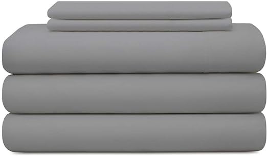 Split King Sheet Set - 7 Piece 100% Egyptian Cotton Bedding with Extra Deep Pockets for Adjustable Beds - Soft Breathable Twin XL Sheets in Light Grey - Perfect for Master Bedrooms, Guest Rooms & Luxury Hotels