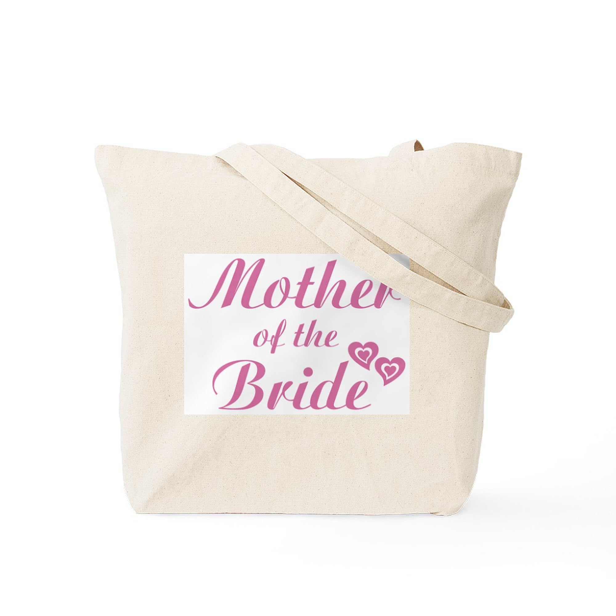 Pink Mother of the Bride Tote Bag - Natural Canvas Reusable Shopping Bag for Weddings, Bridal Showers & Special Occasions
