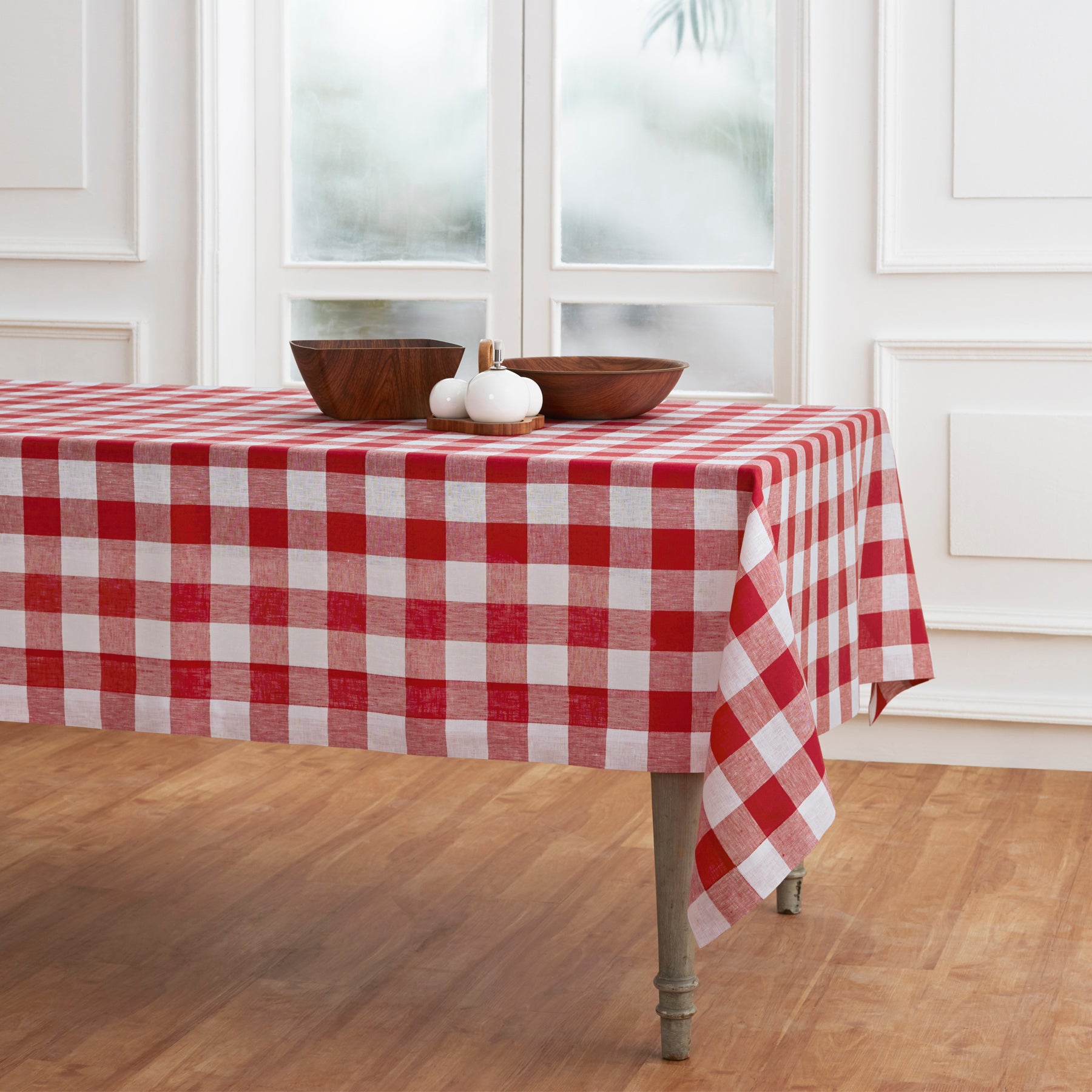 Buffalo Check Tablecloth - Red and Black Plaid Cotton Fabric for Dining Table - Perfect for Thanksgiving, Christmas, and Holiday Decorations