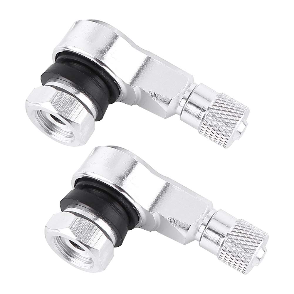 2-Pack 90 Degree Angled Tire Valve Stem Adapter - Universal Fit for Car, Motorcycle, Bike & Scooter - Durable Aluminum Alloy (Silver) - Perfect for Road Racing & Off-Road Adventures