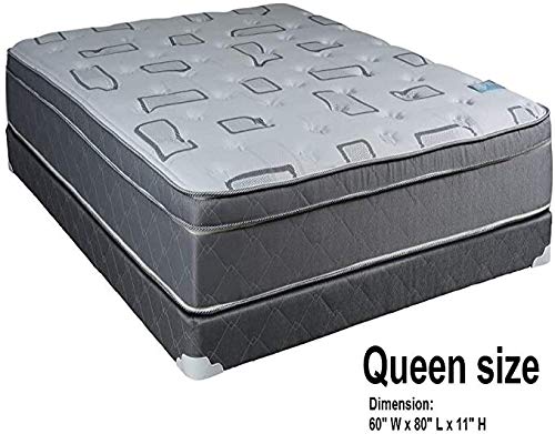 Dream Solutions USA DS USA Natural Trophy Medium Plush Eurotop Pillowtop Mattress Set with Mattress Cover Protector - Orthopedic Spine Support, Fully Assembled, Long-Lasting Comfort (Queen 60