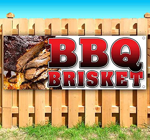 Premium 13 oz Heavy-Duty Vinyl BBQ Brisket Banner - Single-Sided with Rustproof Metal Grommets | Weatherproof Outdoor Sign for BBQ Competitions, Tailgating & Backyard Grilling Parties