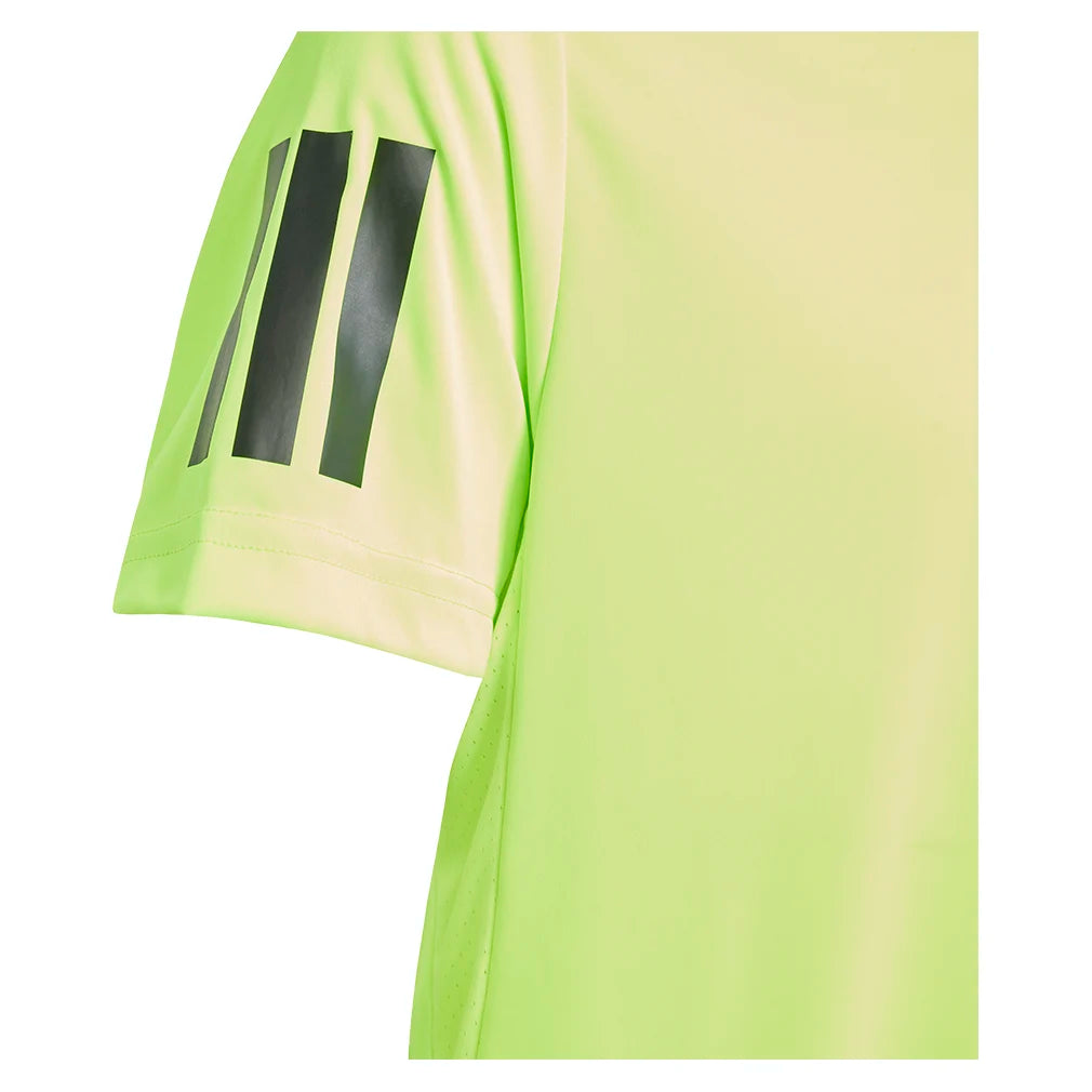 Boys' Club 3 Stripe Tennis Tee in Lucid Lemon - Comfortable Youth Sports Shirt for Tennis, School & Casual Wear