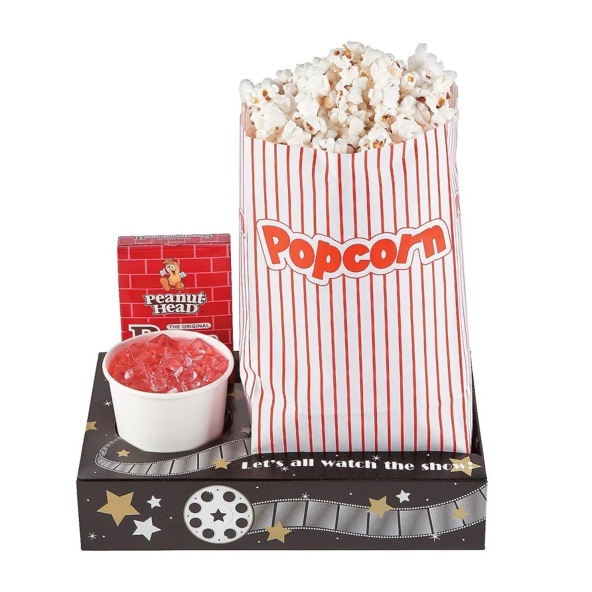 Fun Express Movie Night Snack Trays Set of 12 - Popcorn Candy & Drink Holder - Reusable Party Supplies for Home Theater, Birthday Parties & Family Movie Nights