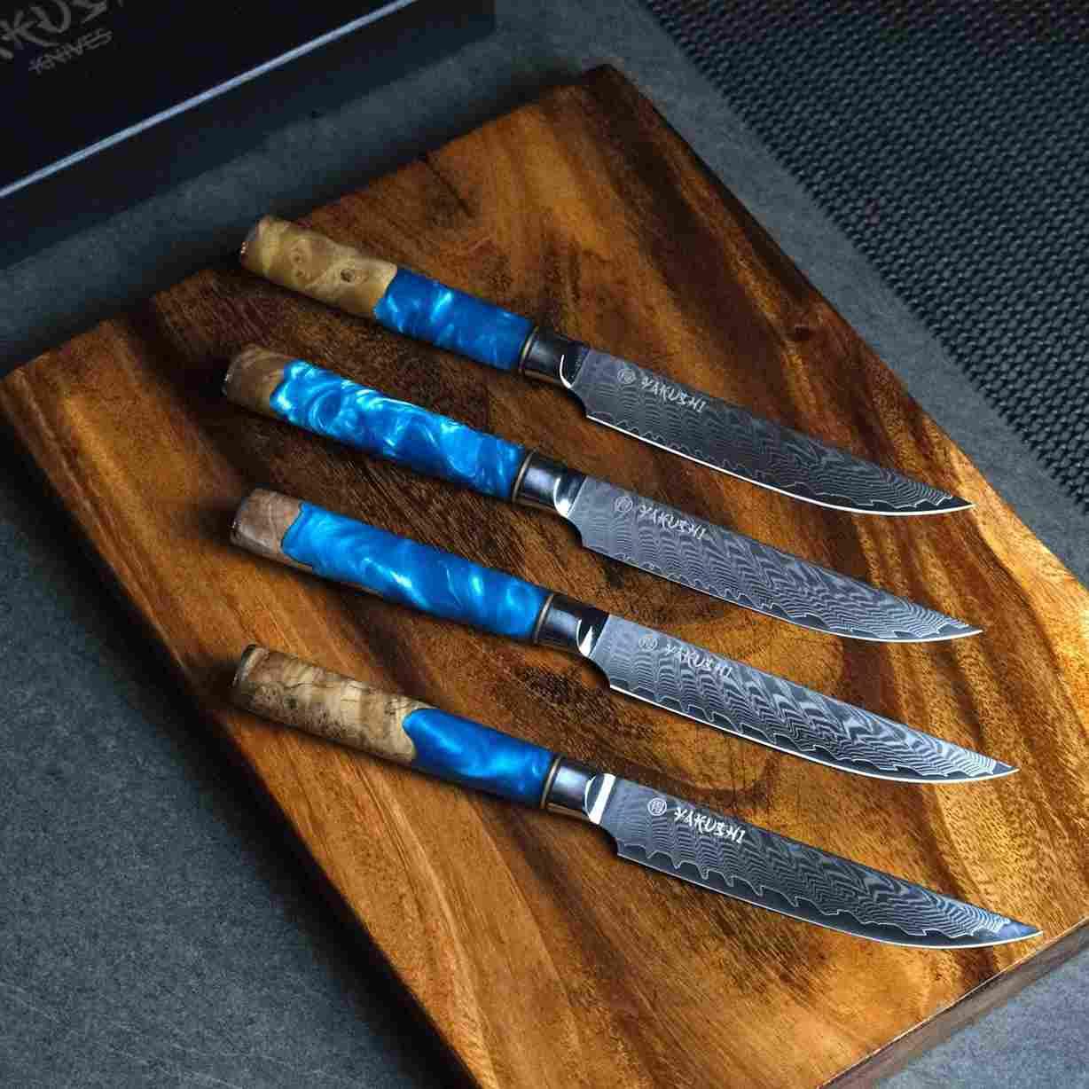 Premium Yakushi™ Damascus Steel Steak Knife Set - 6-Piece High-Carbon Stainless Steel Knives with Ergonomic Handles - Perfect for Steak Dinners, BBQ Parties & Gourmet Cooking
