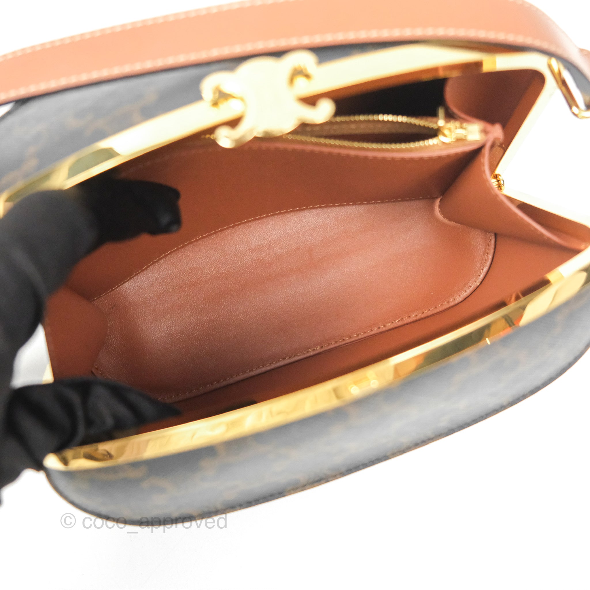 Celine Triomphe Canvas Lunch Box Bag in Tan - Stylish & Compact Handbag for Women, Perfect for Work, Travel, and Everyday Use