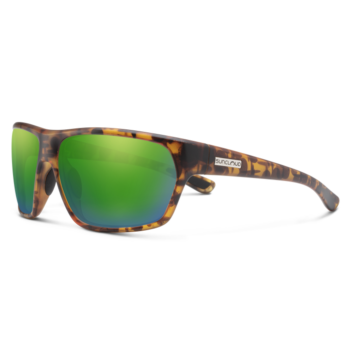Boone Matte Tortoise Sunglasses with Polarized Green Mirror Lenses - UV Protection for Outdoor Sports & Driving