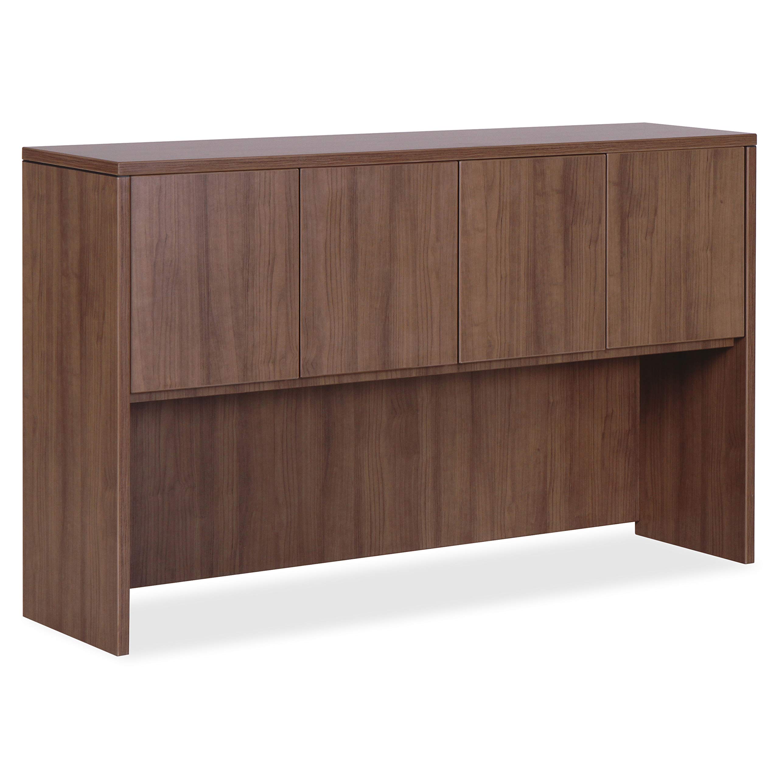 Lorell Essentials Series Walnut 4-Door Hutch - Stylish Office Storage Cabinet with Adjustable Shelves for Home & Business Organization