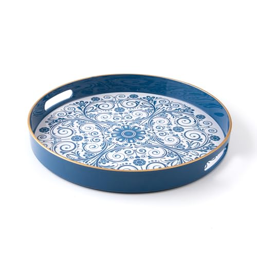 Round Tray Blue Pattern