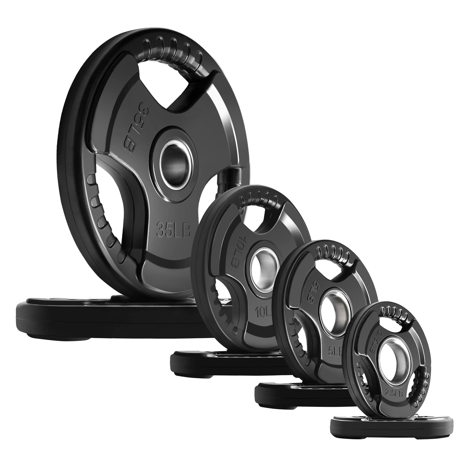 RitFit Olympic Rubber Grip Plates for Barbell - 2-Inch Weight Plates for Weightlifting & Strength Training - Home & Gym Use - Single, Pair & Sets (2.5/5/10/25/35/45 LB) - Perfect for CrossFit, Powerlifting & Home Workouts