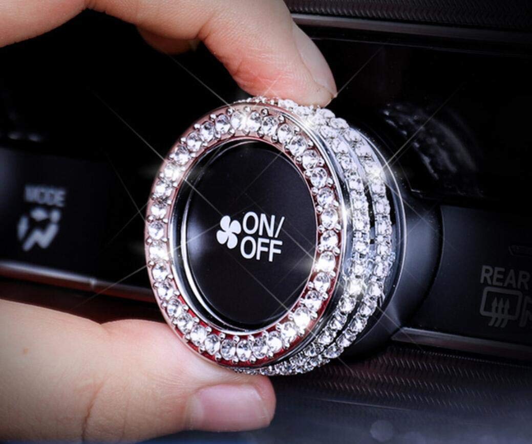 3D Rhinestone Car Interior Trim Bling Accessories for Honda Civic/Accord - Silver AC Knob Covers (2pc) | Luxury Dashboard Decor & Gift for Car Enthusiasts
