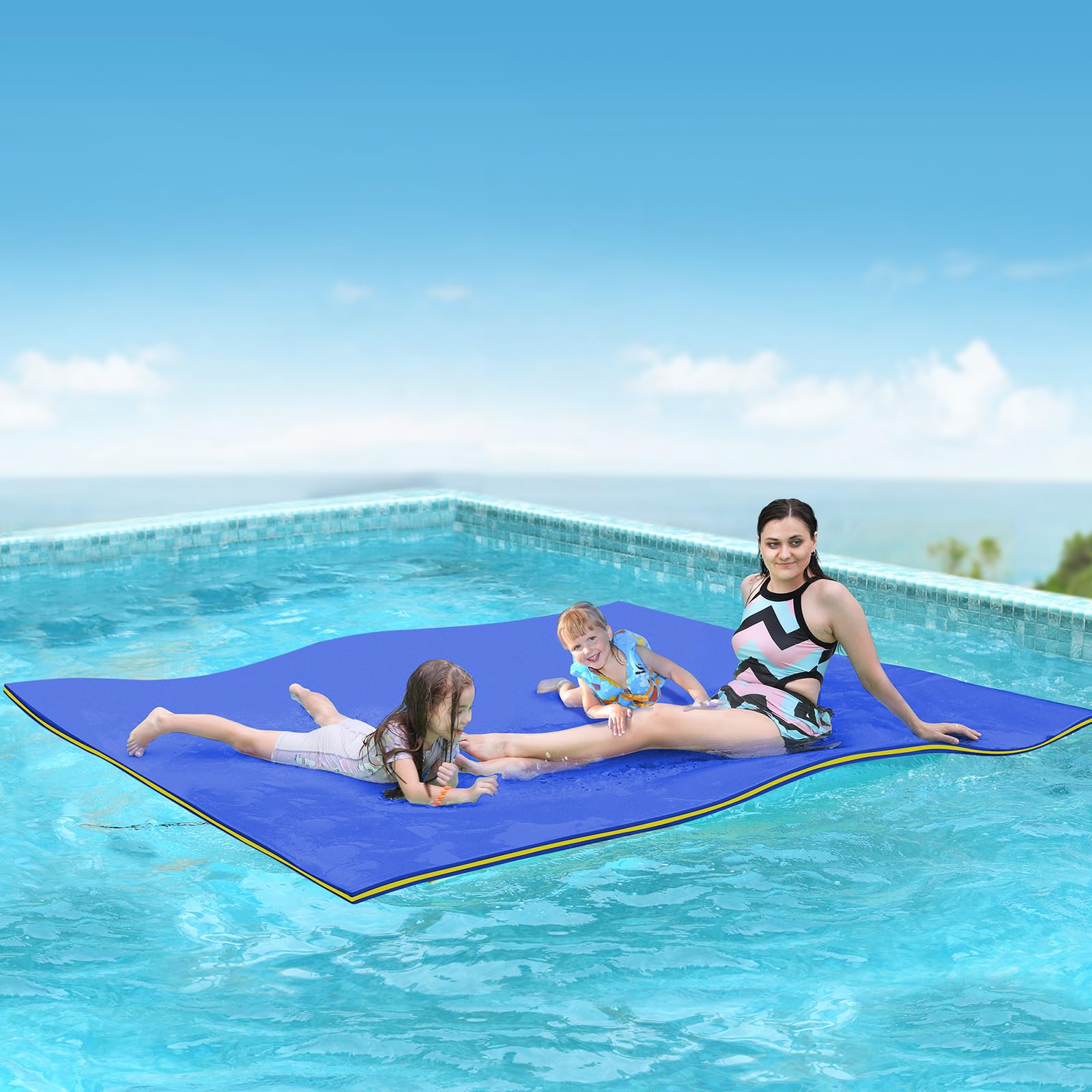 Best Floating Water Mat - 7'/8'/9'/13'/15.5' Lily Pad Floating Mat for Pool, Lake, River & Ocean - Durable 3-Layer XPE Foam - Perfect for Swimming, Sunbathing, Relaxing & Water Activities - Great for Family Fun, Beach Parties & Outdoor Adventures