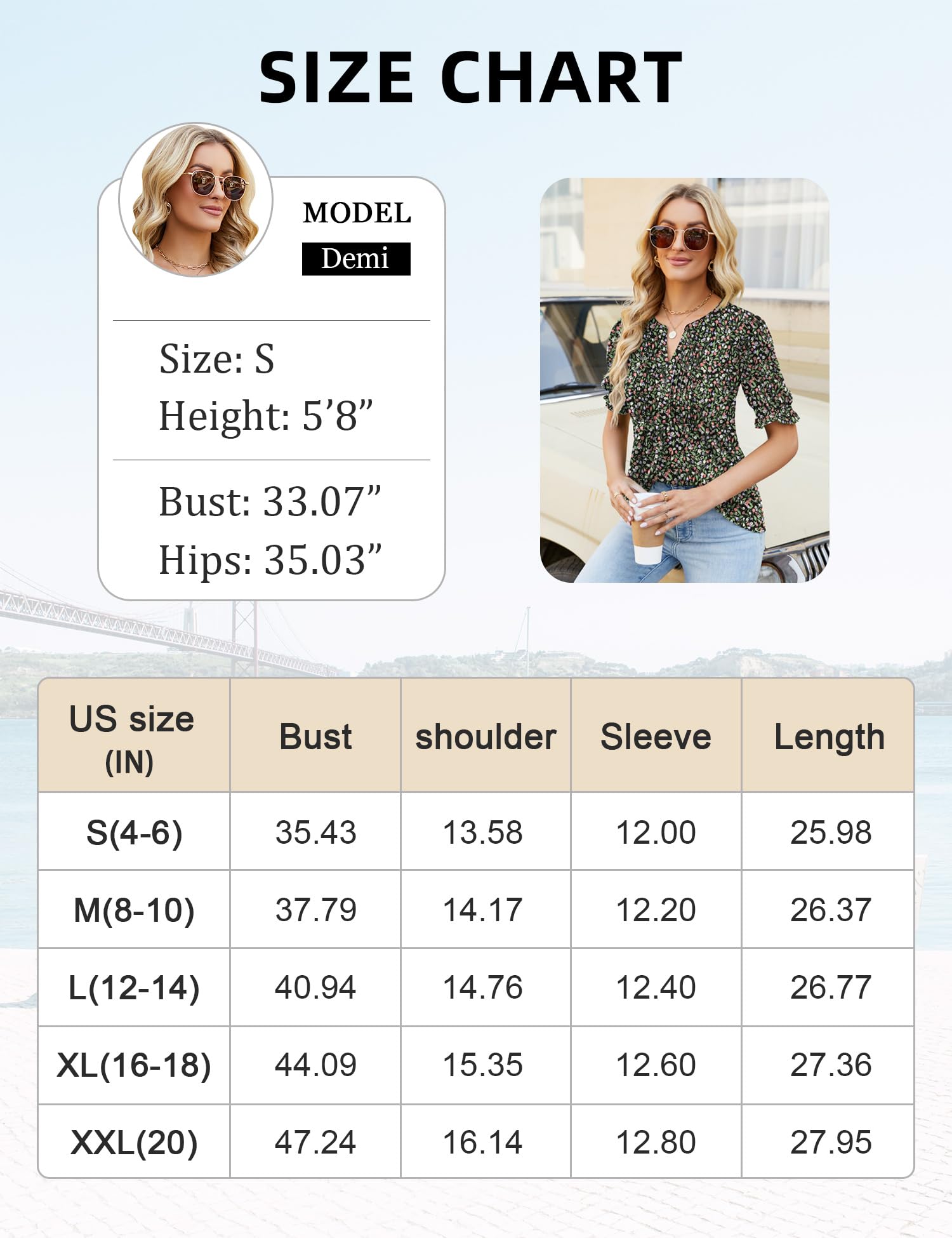 Ivicoer Women's Floral V-Neck Tunic Blouse for Summer