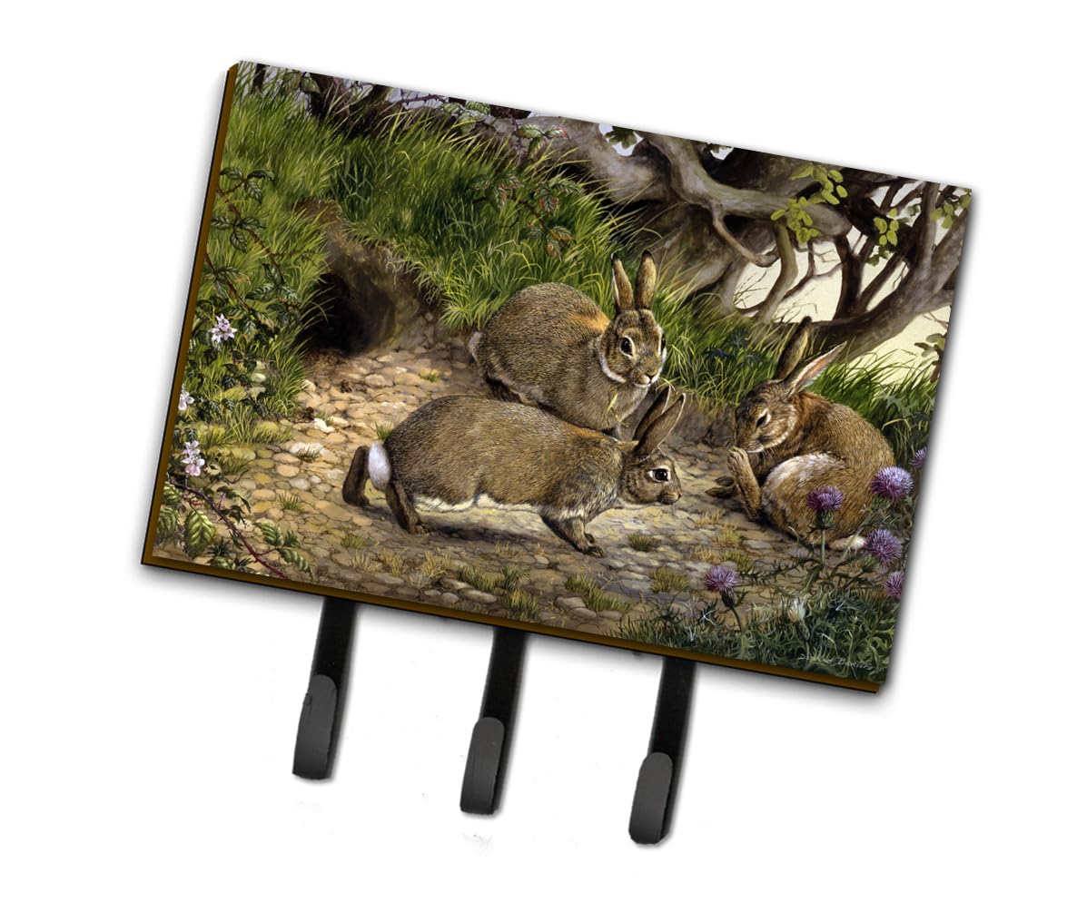 Caroline's Treasures BDBA0136TH68 Rabbit-Themed Wall Hook Organizer - Key Holder, Coat Rack, Leash Hanger for Keys, Towels, Aprons & More - Perfect for Entryway, Kitchen & Mudroom Organization