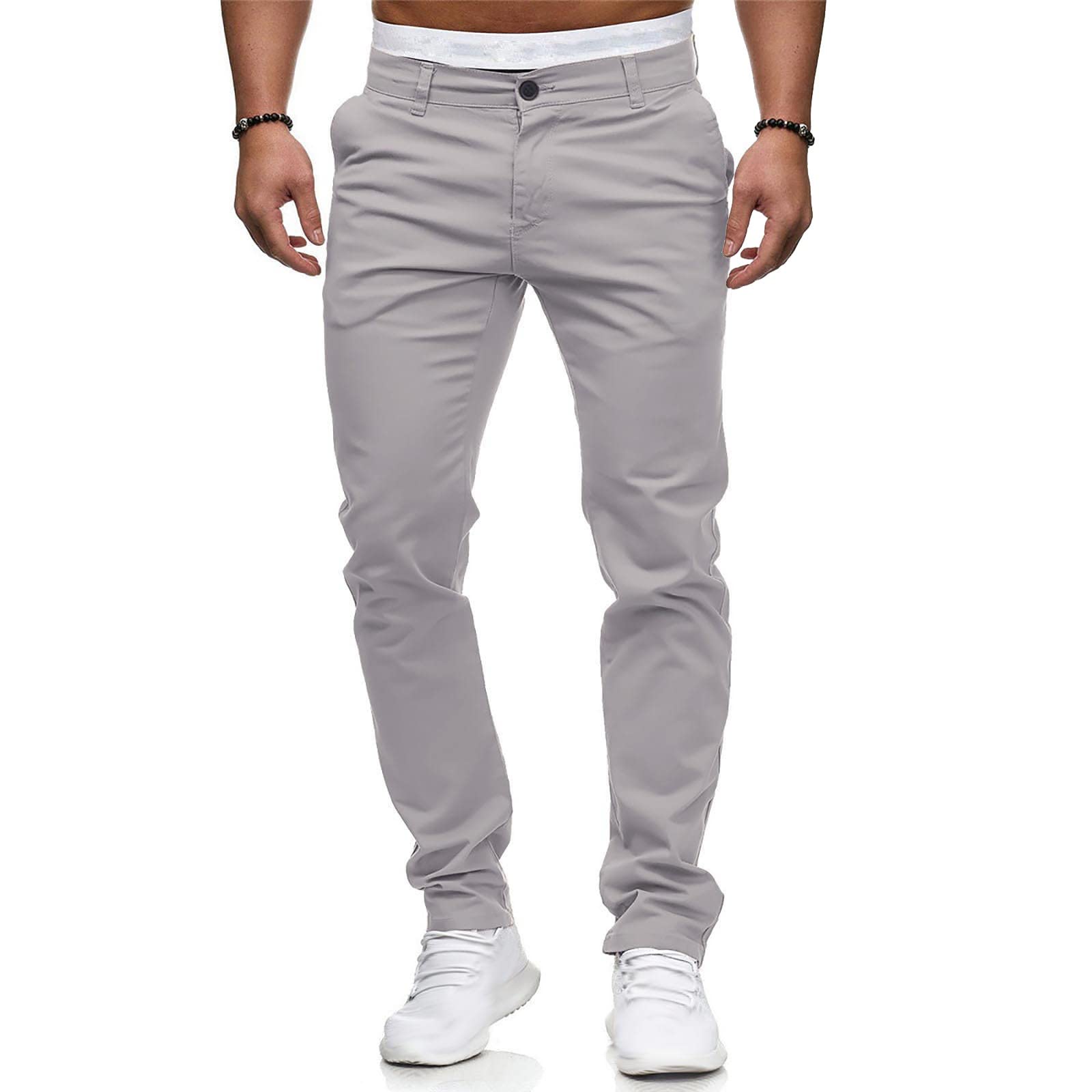 Men's Athletic Cargo Pants with Elastic Waist & Zipper Pockets - Lightweight Workout Running Hiking Pants for Sports, Gym & Outdoor Activities
