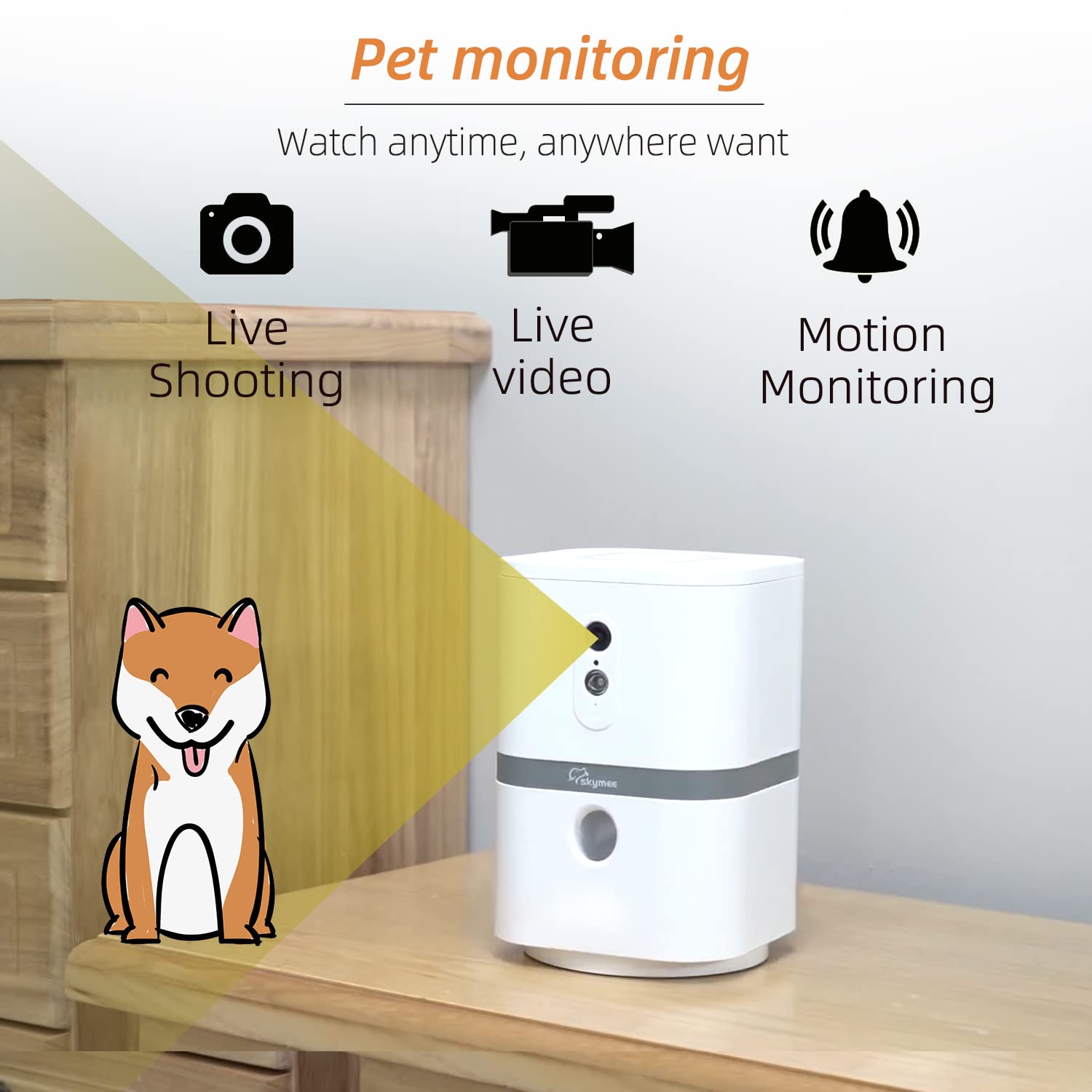 SKYMEE Petalk AI II Smart Dog Camera with Automatic Treat Dispenser - 5G WiFi Pet Monitoring Camera, 180° Panoramic View, Night Vision & 2-Way Audio for Dogs & Cats | Alexa Compatible | Perfect for Home Pet Care & Remote Training