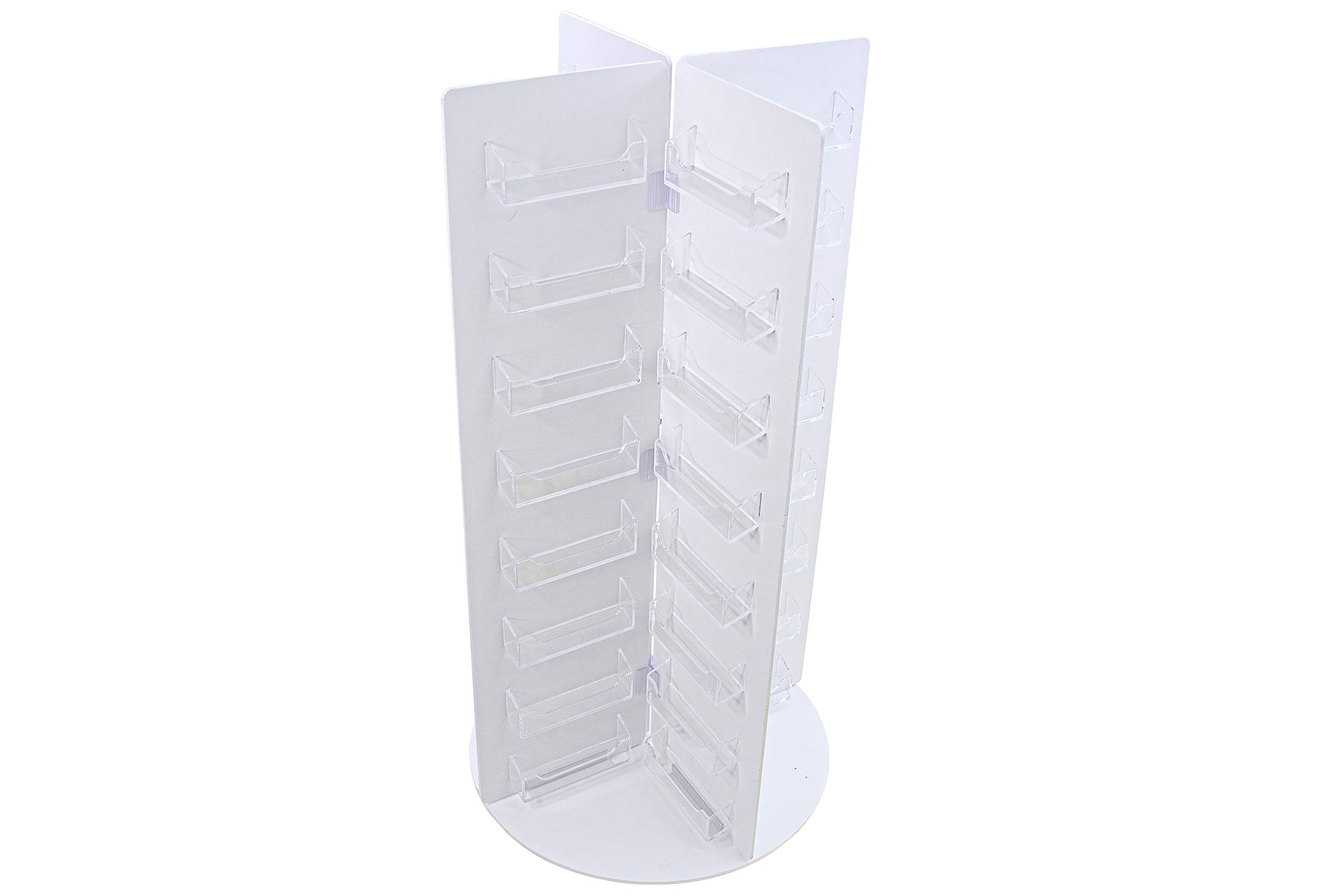 Clear & White Acrylic Spinning Business Card Holder - 64 Pockets for 3.5