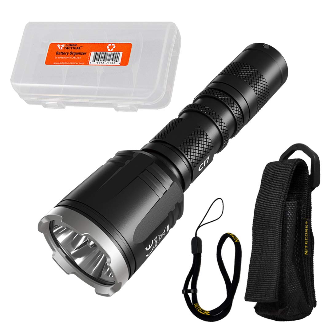Nitecore CI7 2500 Lumen Tactical Flashlight with 940nm IR Illuminator - Long Range 7000mW Infrared Light & LumenTac Battery Case - Perfect for Hunting, Camping, and Outdoor Adventures