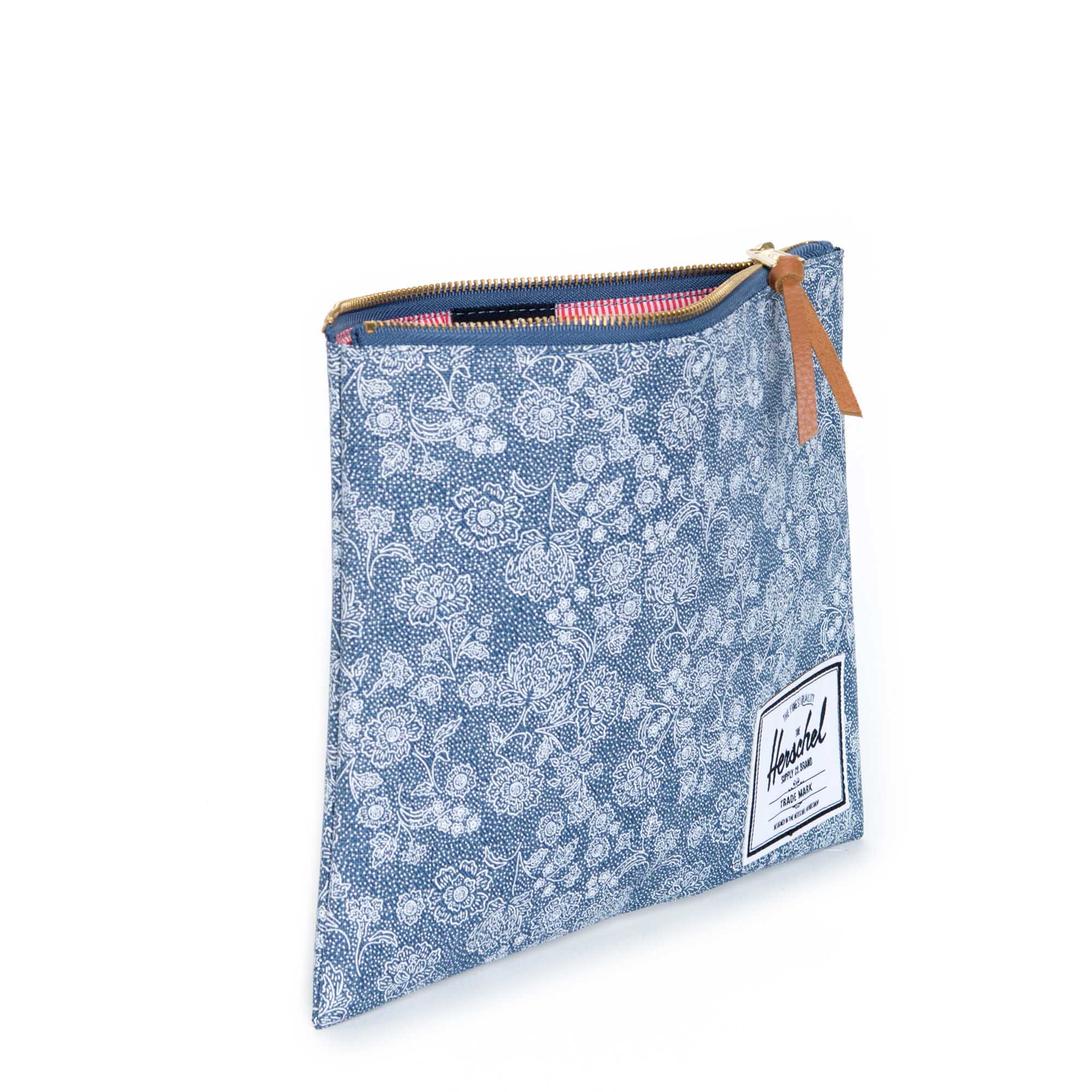 Herschel Large Network Pouch Floral Chambray - Stylish Travel Organizer for Cosmetics, Electronics & Essentials | Perfect for Work, Gym & Daily Commute
