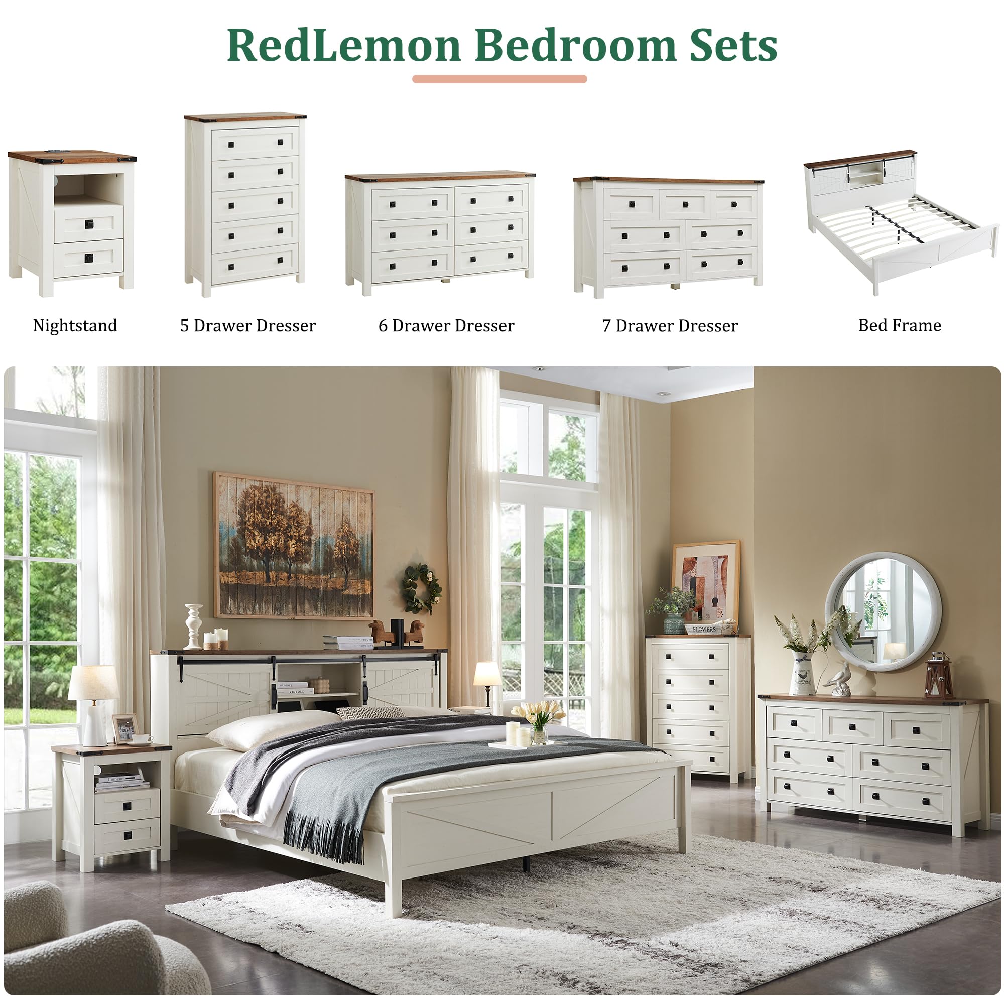 RedLemon Farmhouse 5-Drawer Dresser - 48