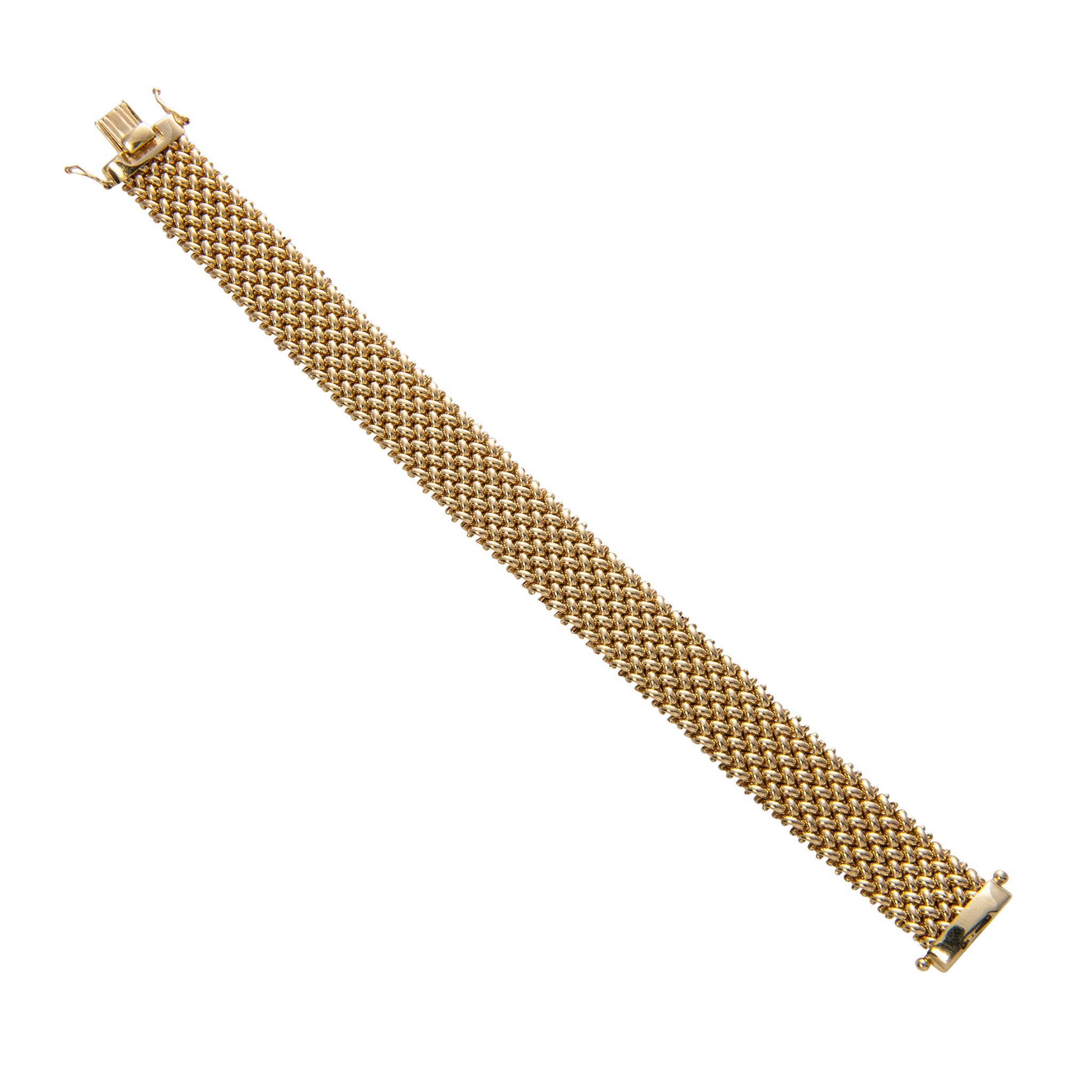 18K Yellow Gold Italian Woven Mesh Bracelet for Women - Elegant & Durable Fine Jewelry Gift for Anniversary, Birthday & Special Occasions