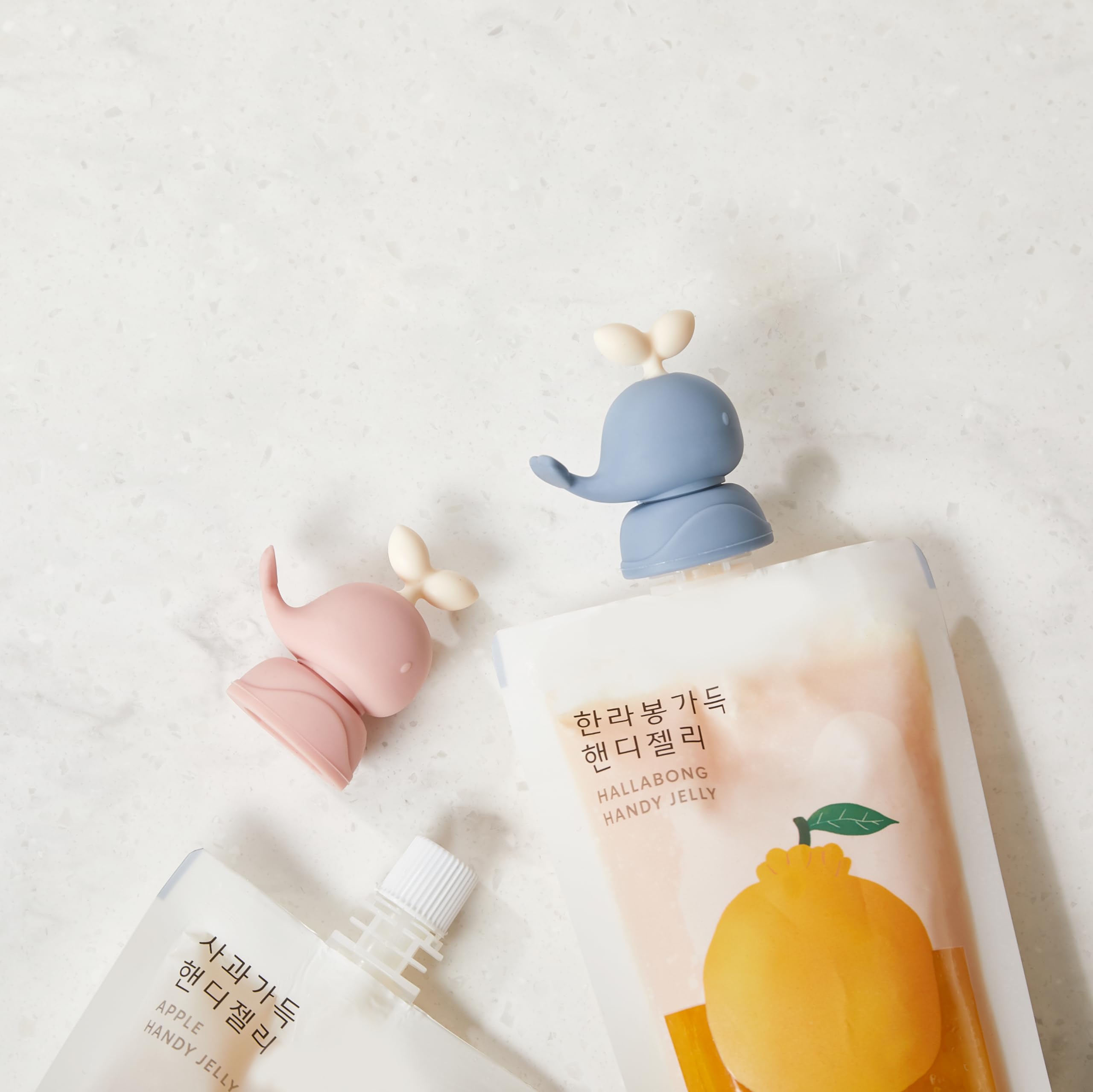 Whale SoftSip Food Pouch Topper - 2 Pack with Travel Case | Spill-Proof & Leak-Proof Silicone Cover for Baby Bottles, Sippy Cups & Food Containers | BPA-Free, Food Grade, Reusable | Perfect for Baby-Led Weaning, Travel & On-the-Go Feeding (Mint & Pink)