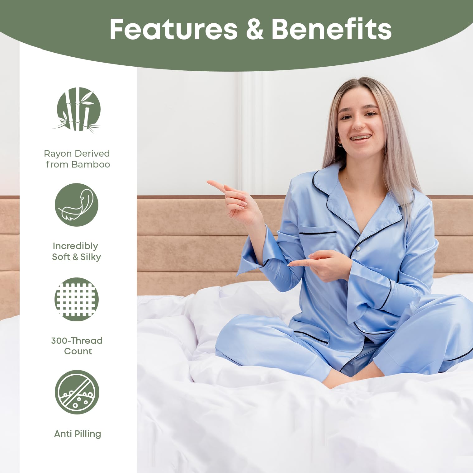 LINENWALAS California King Flat Sheet - Bamboo Rayon Cooling Bed Sheet, Soft & Breathable, Premium Quality (Cal King, Avocado Green) - Perfect for Hot Sleepers & Summer Nights