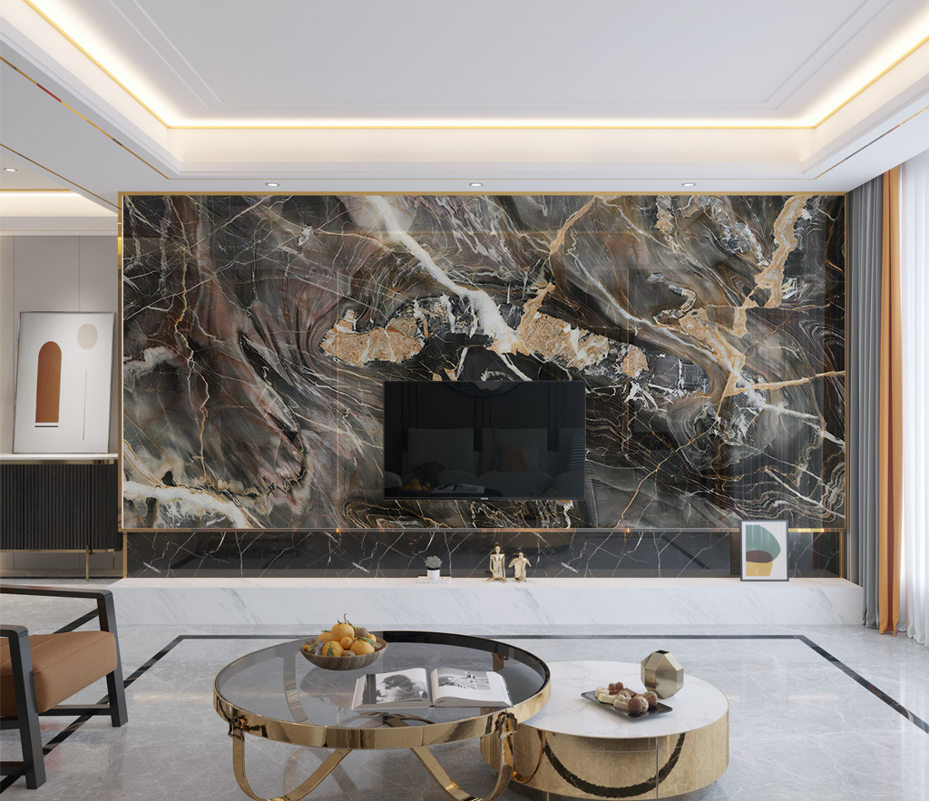 Black Mist Stone Marble Wallpaper Murals - Premium Peel & Stick Wallpaper for Living Room, Bedroom, and Office Decor
