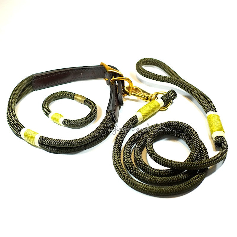 Premium Heavy-Duty Hudson Dog Leash - Gold Olive Color for Large & Active Dogs | Durable Outdoor Walking, Hiking & Training Accessory
