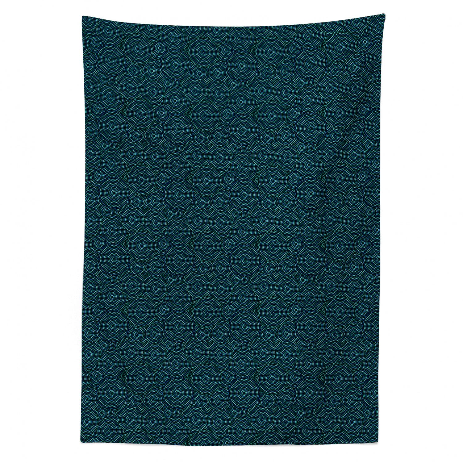Ambesonne Abstract Tablecloth - Funky Dots & Moire Round Pattern Rectangle Satin Dining Table Cover for Kitchen & Dining Room - 60x90 Inches - Violet Blue Seafoam - Perfect for Dinner Parties, Holiday Decor & Home Styling