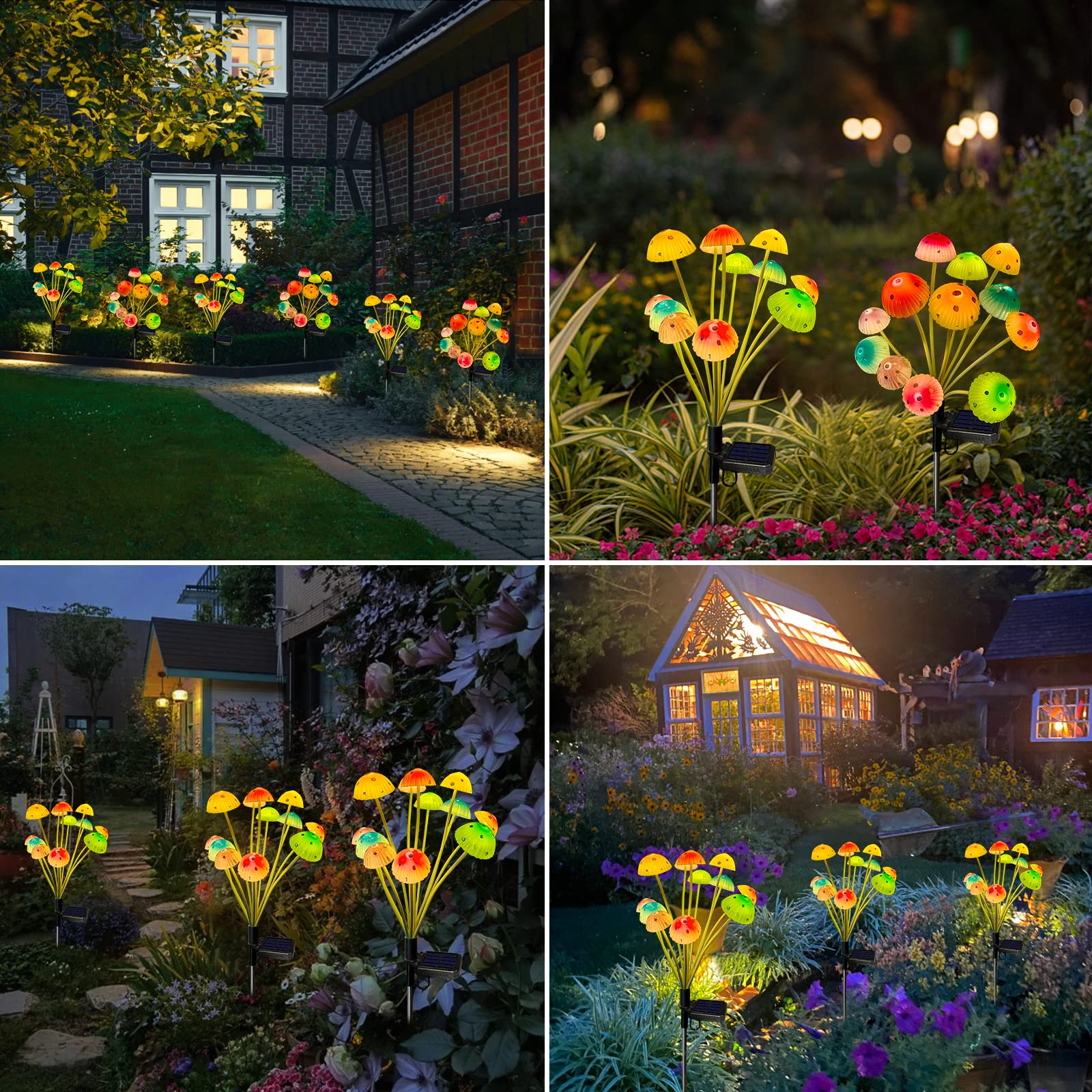 Upgraded 24LED Solar Mushroom Lights Outdoor - 2 Pack Waterproof Garden Decor for Lawn, Front Porch, Patio & Backyard | Solar Powered Landscape Lighting for Pathways, Flower Beds & Yard Decoration