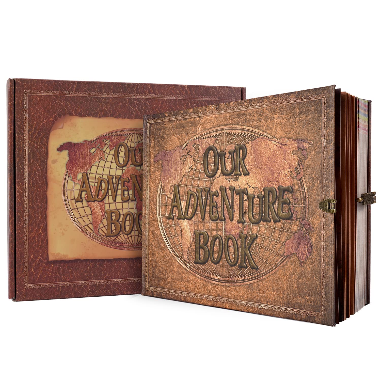 180-Page Adventure Scrapbook Photo Album - Retro Embossed Leather Hardcover Travel Journal for Couples | Memory Book for Anniversaries, Weddings & Mother's Day Gifts | Perfect for Travel Memories, Romantic Gifts & Special Occasions