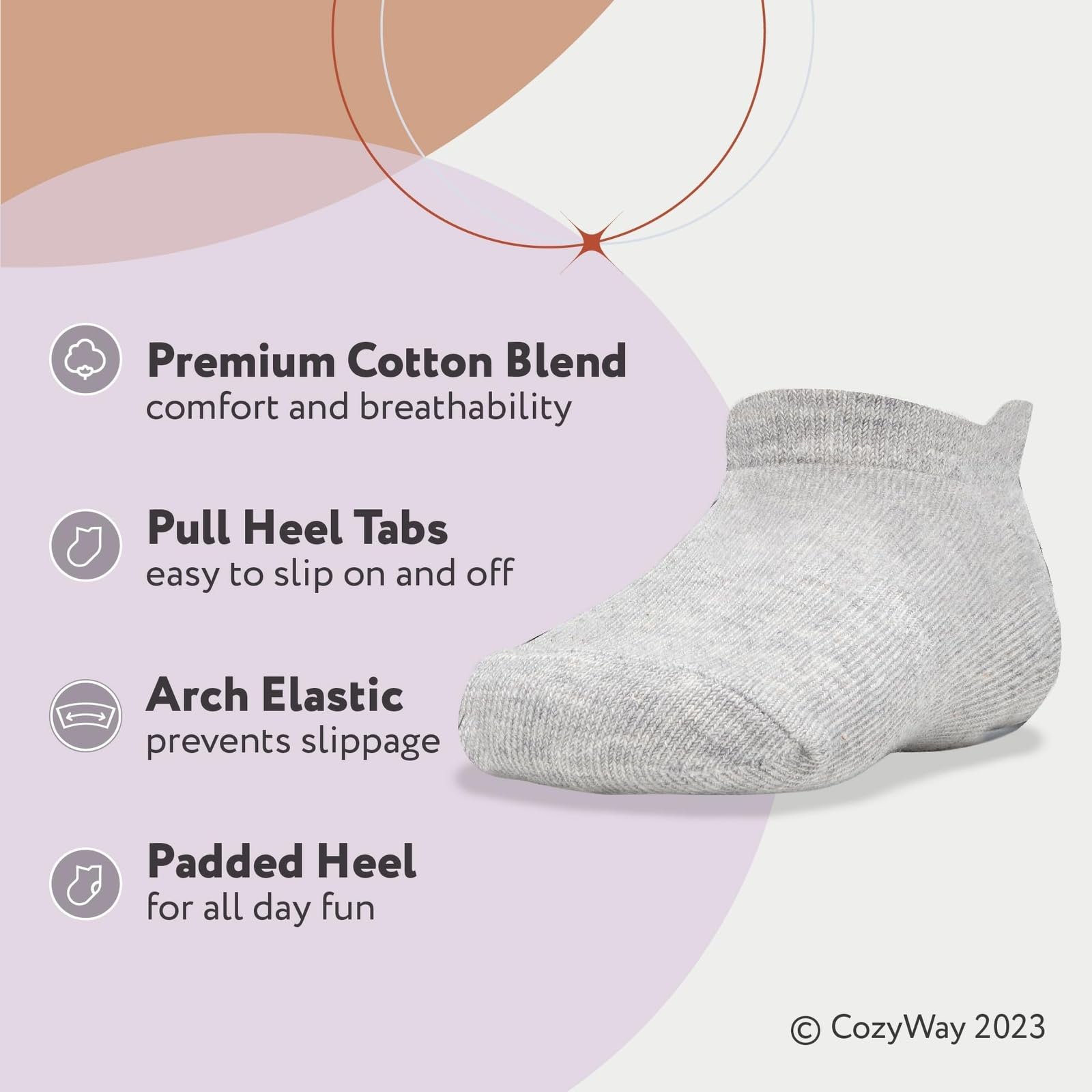 CozyWay Baby & Toddler Cotton Ankle Socks - 12 Pack No Show Comfy Socks for Boys & Girls (0-24 Months) - Perfect for Playtime, Daycare & Everyday Wear