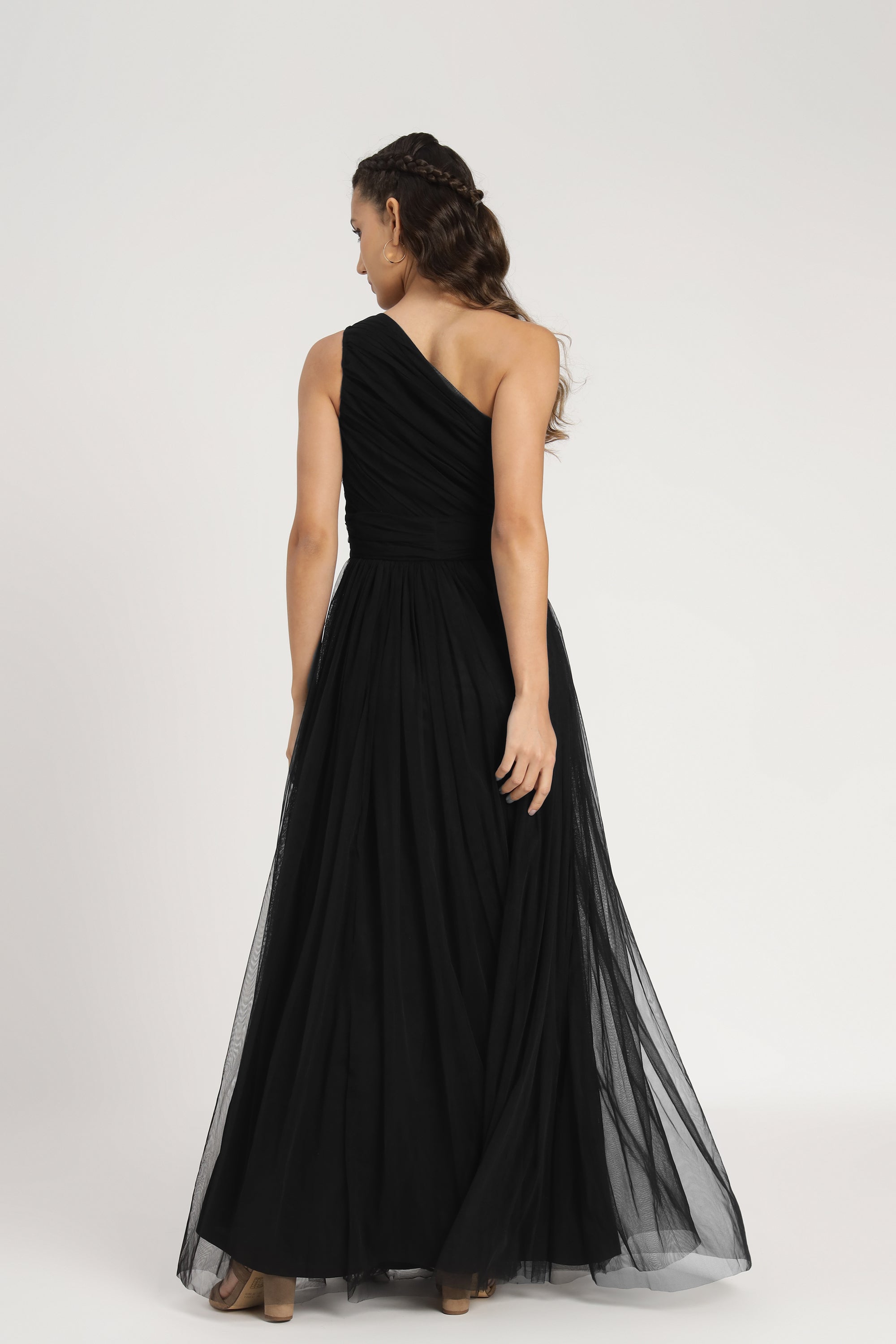 Elegant One Shoulder Black Maxi Dress for Women - Perfect for Evening Parties, Weddings & Summer Vacations