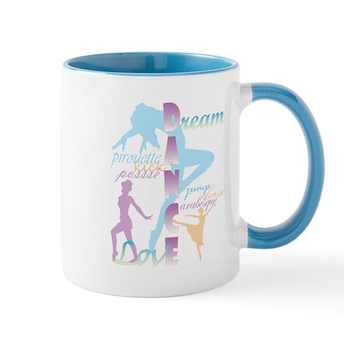 White/Blue Inside - Dream Dance Love Mugs