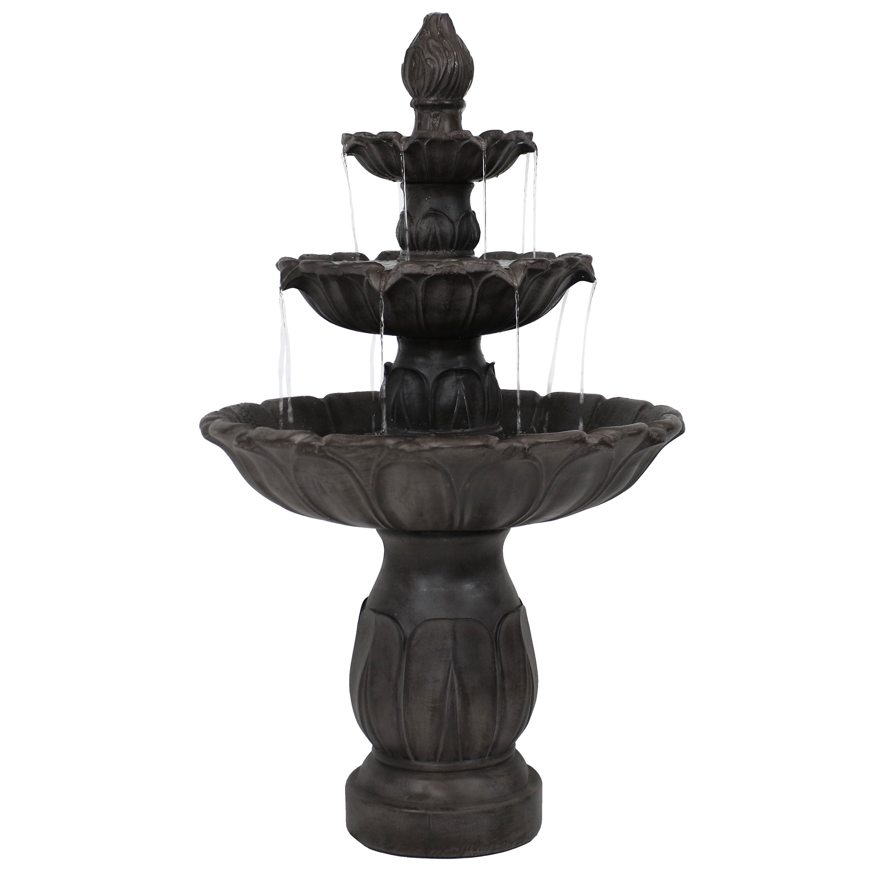 Sunnydaze Classic 3-Tier Tulip Outdoor Water Fountain - Garden Decor, Patio, Yard, and Backyard Relaxation