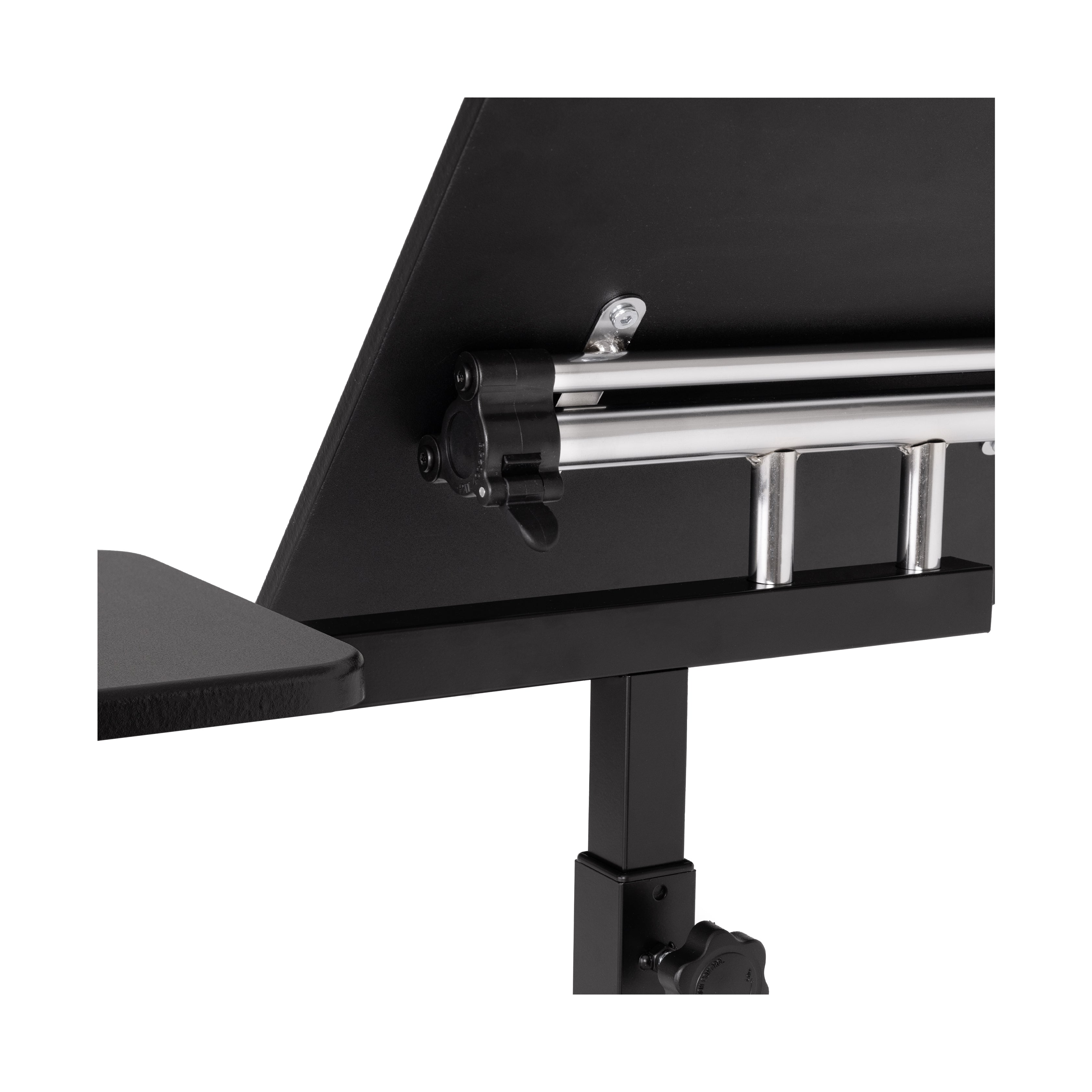 AirLIFT® Tilting Mobile Desk Cart - Adjustable Height Rolling Workstation for Office, Home, or Classroom - Black - Perfect for Standing Desks, Laptops, and Workspaces