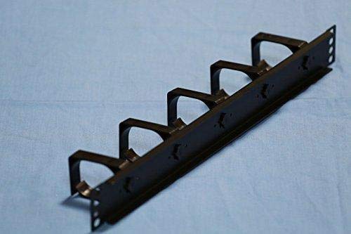 1U Horizontal Rack Mount Cable Management Panel with 5 D-Rings - Server Rack Cable Organizer for Network, Data Center & Home Office Use