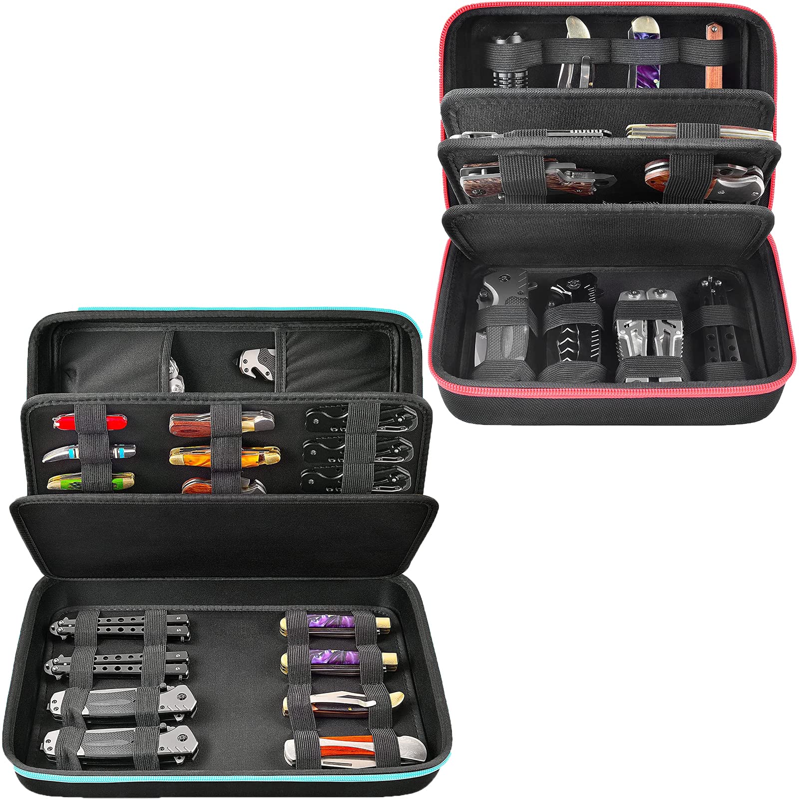 45+ Pocket Knife Display Case - Butterfly Knife Storage Bag & Folding Knives Organizer Box | Tactical, Survival, EDC, Kitchen & Outdoor Knife Collection Protector | Perfect for Home Display, Camping Gear & Collector's Showcase
