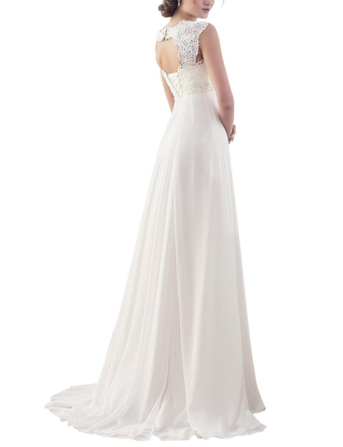 2023 Elegant Sleeveless Lace Wedding Dresses for Bride - Petite & Plus Size Bridal Gowns for Civil, Beach & Outdoor Weddings | Perfect for Summer, Destination & Romantic Ceremonies